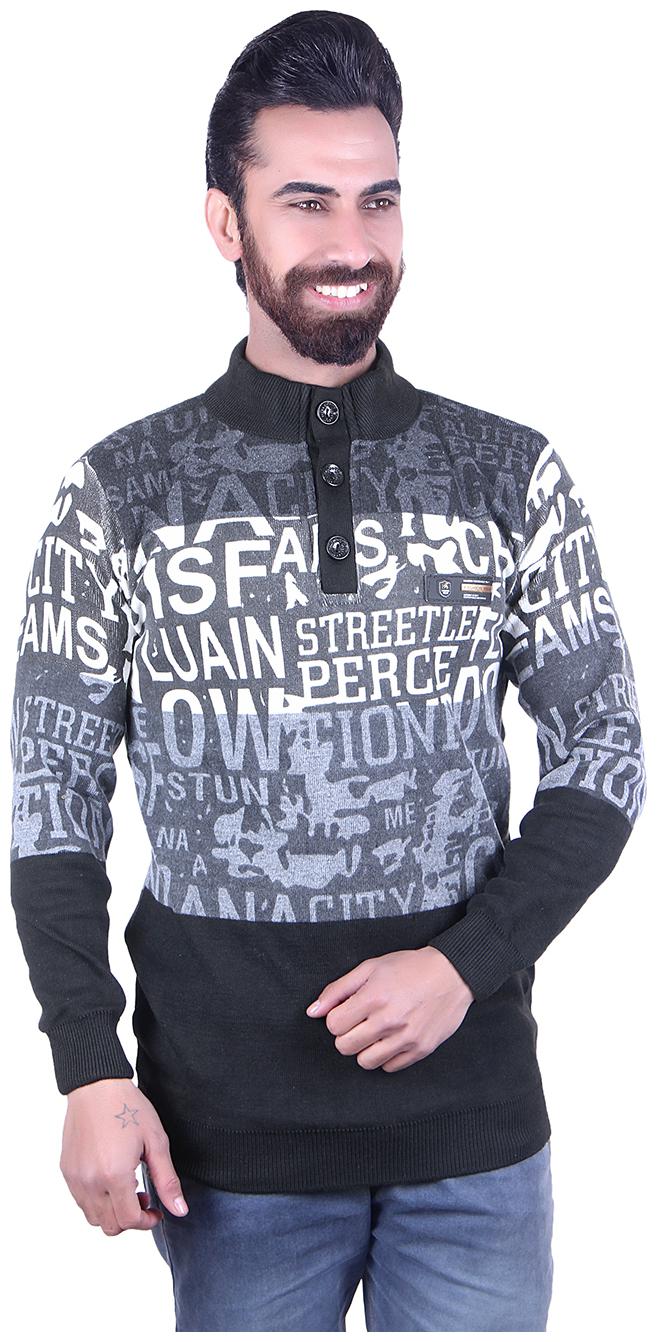 

Oh Yes Striped Round Neck Casual Men s Black Grey Sweater