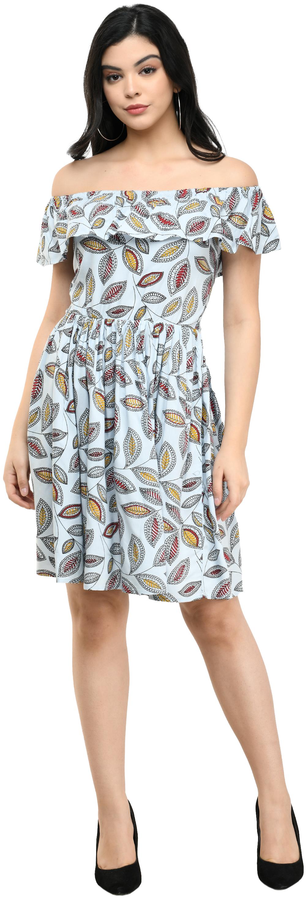

Cwtch Blue Printed Flared dress
