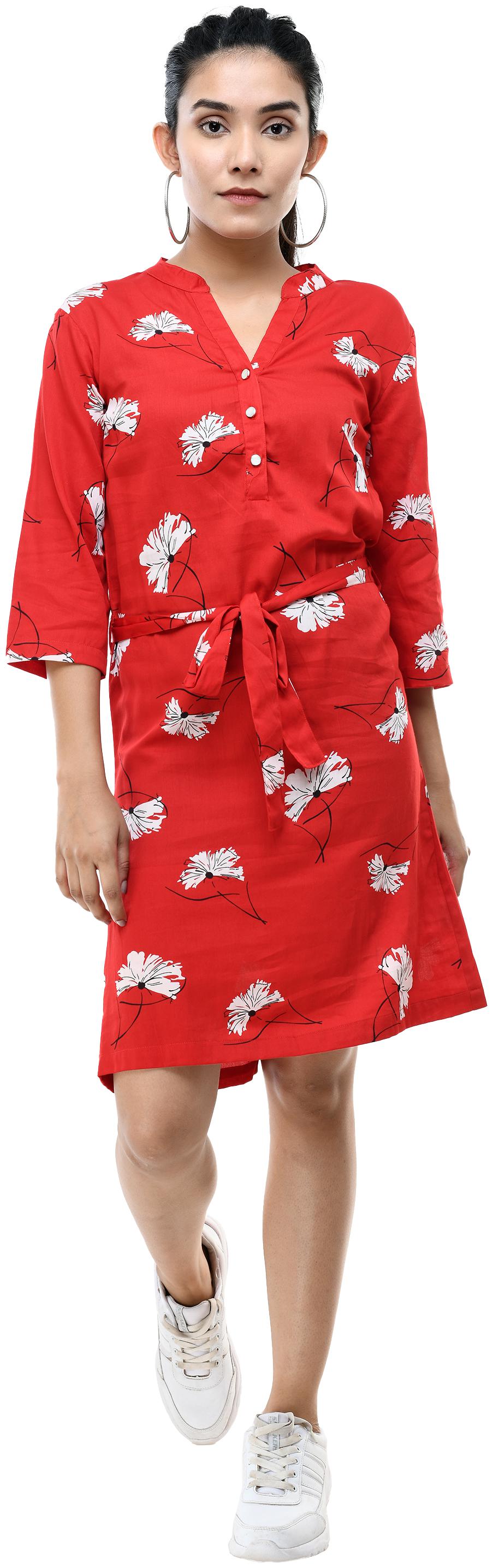 

Cwtch Cotton Floral Red A Line Dress Women