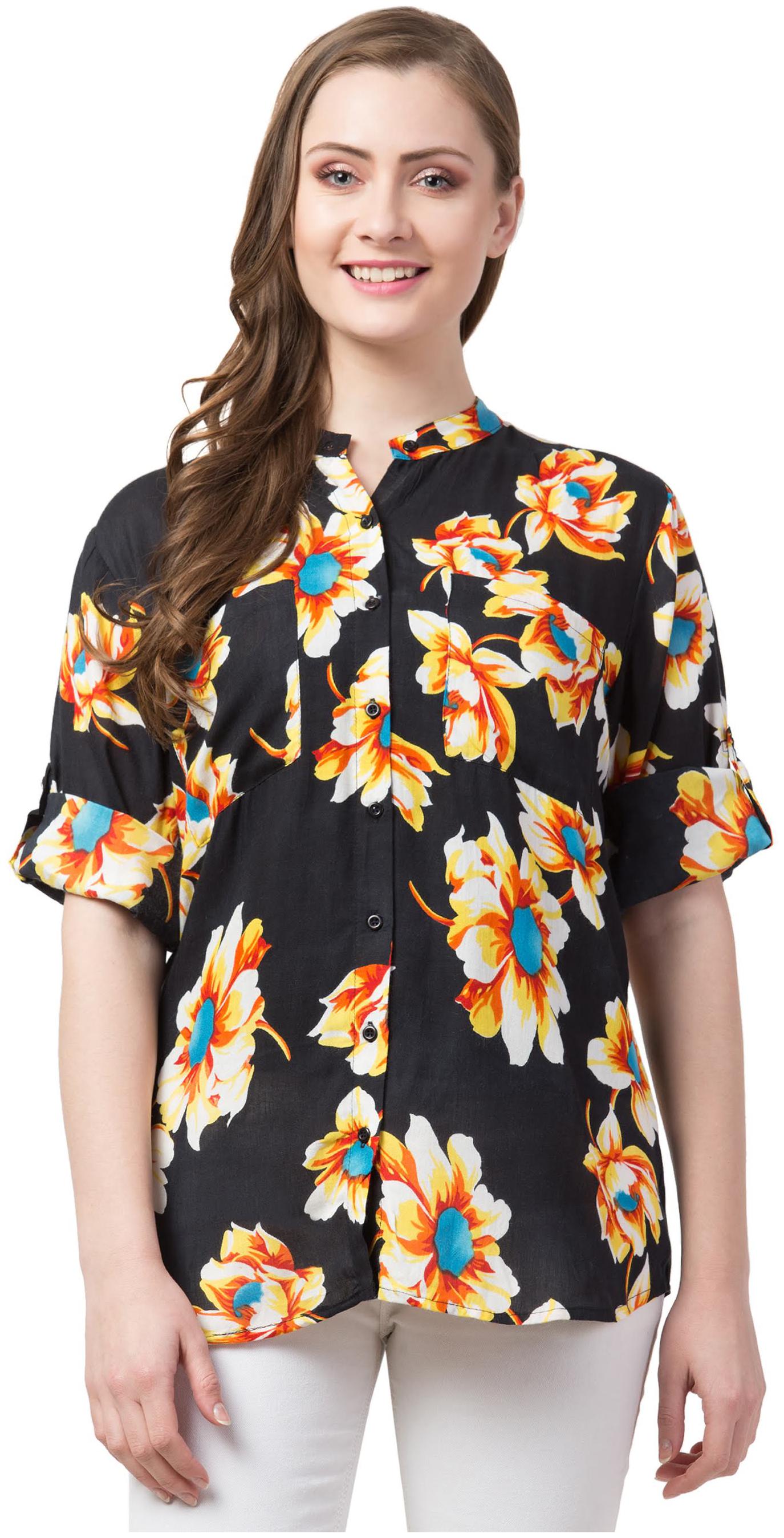 

Cwtch Women Black Floral Regular Fit Shirt