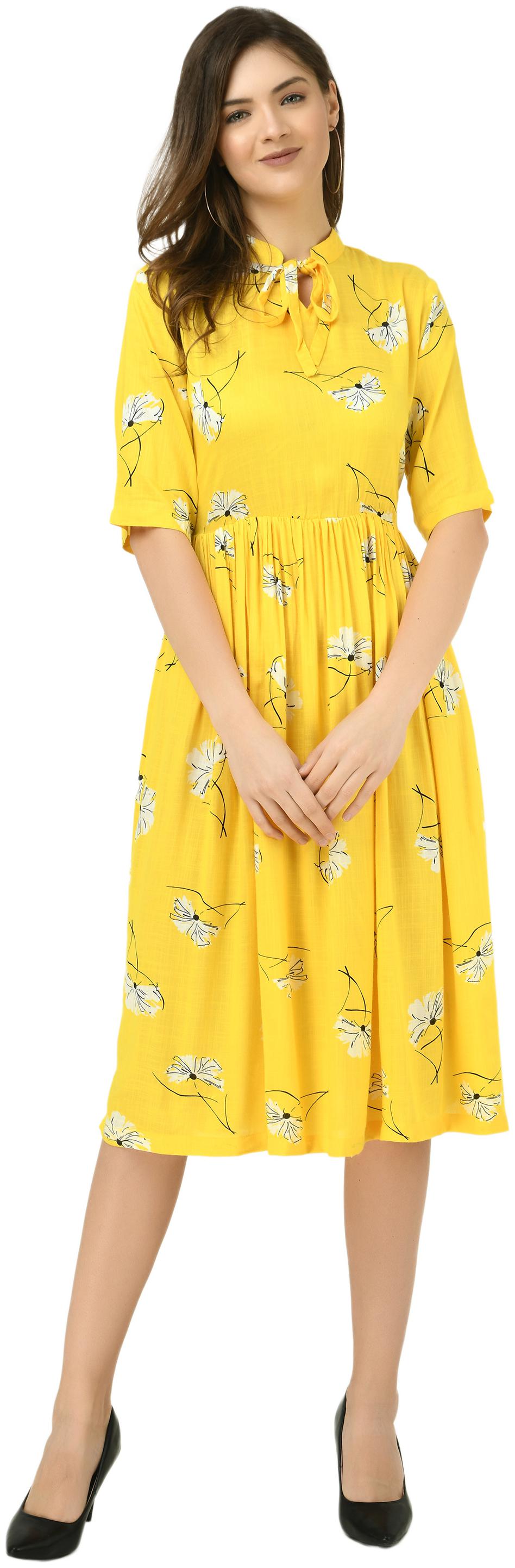 

Cwtch Yellow Floral Fit flare dress
