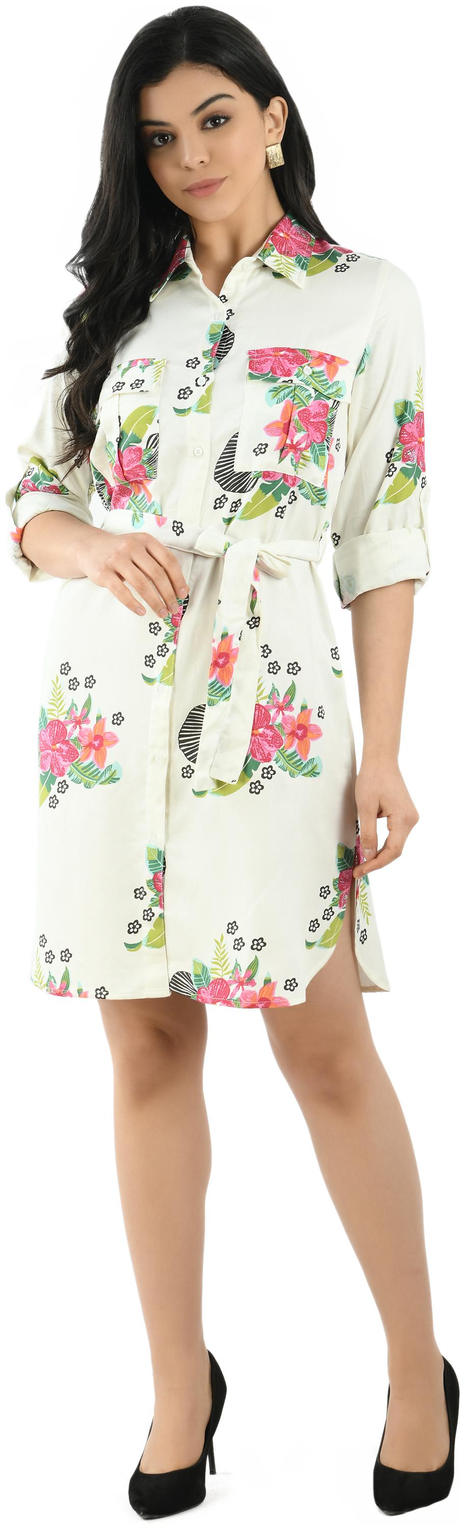 

Cwtch White Floral Shirt dress