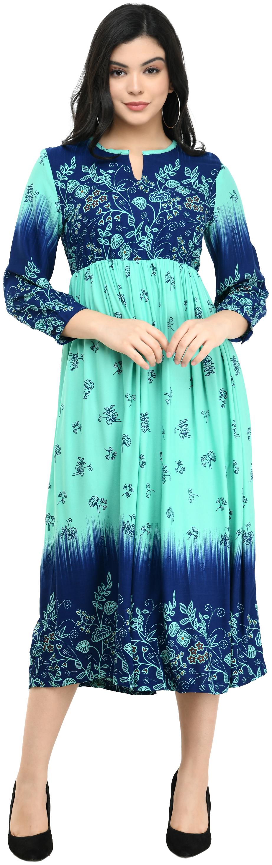 

Cwtch Green Floral Flared dress
