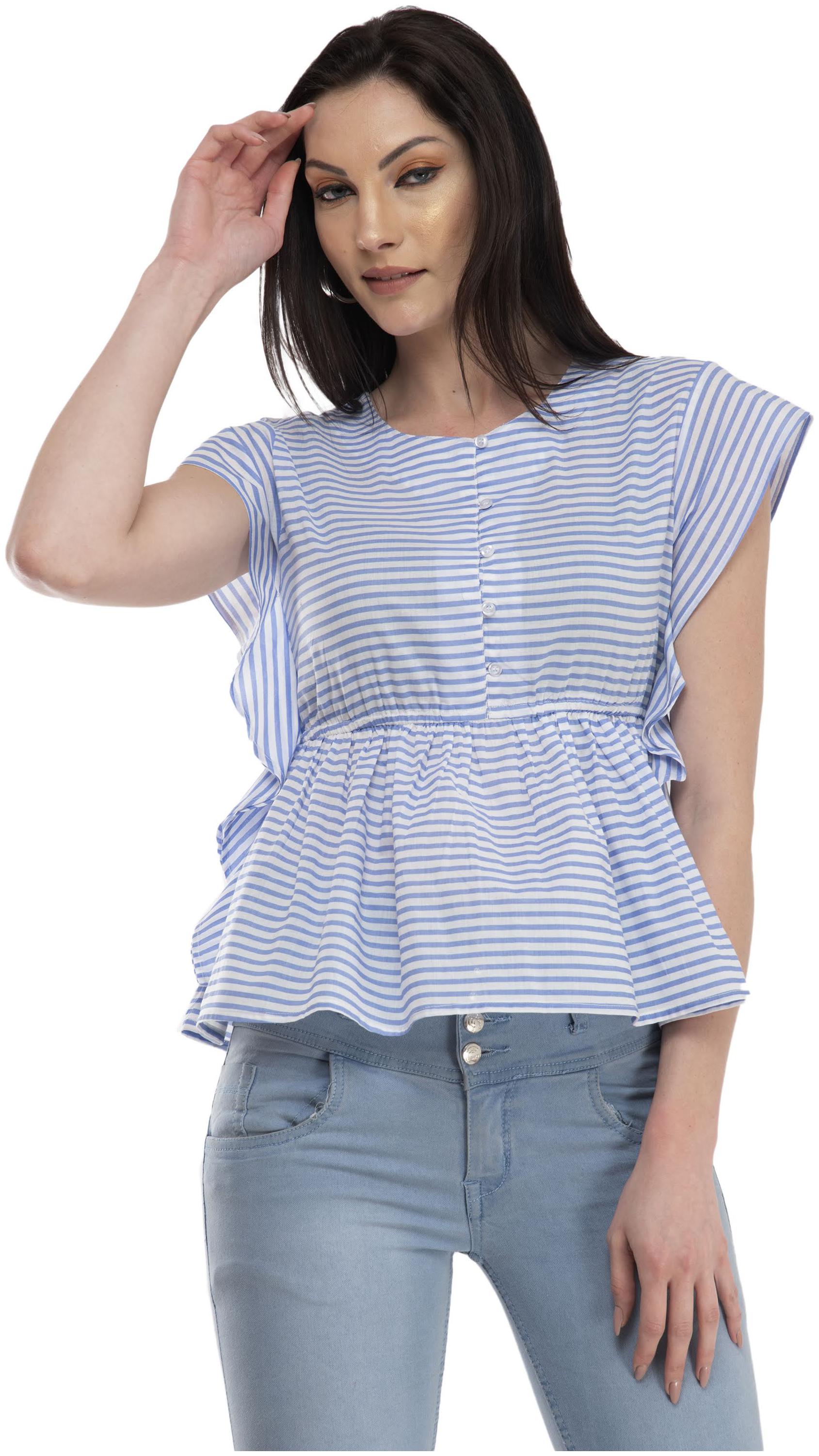 

Cwtch Women Viscose Rayon Striped Blue Empire