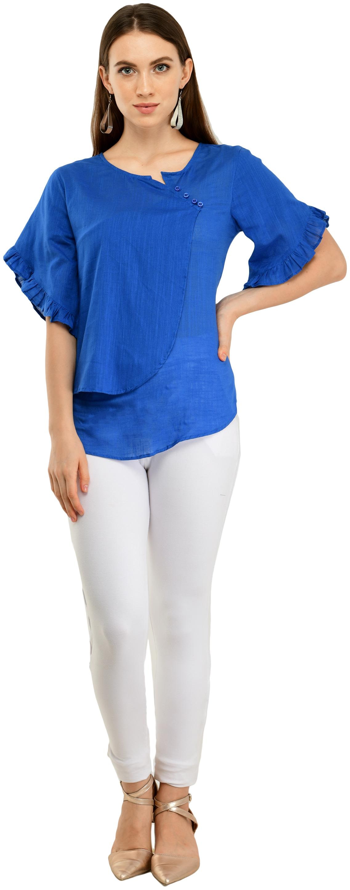

Cwtch Women Cotton Solid Blue Wrap