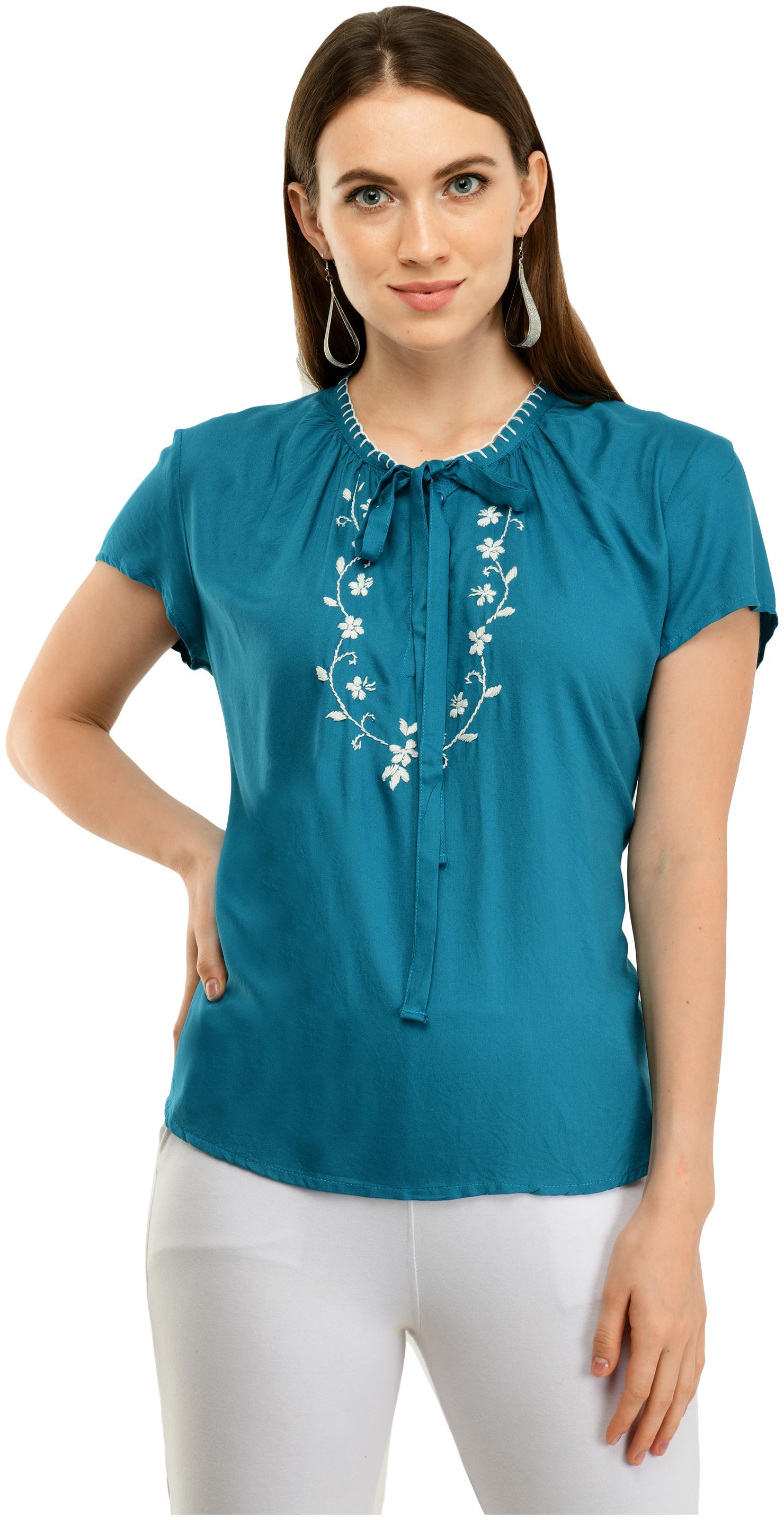 

Cwtch Women Embroidered Regular top - Blue
