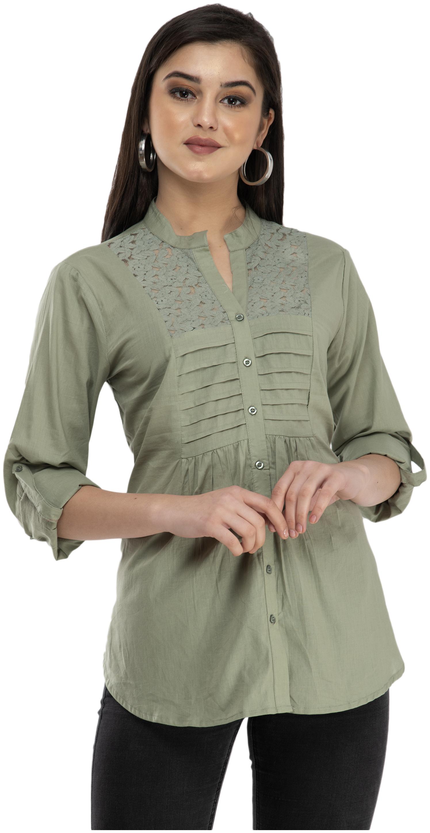 

Cwtch Women Green Solid Regular Fit Shirt