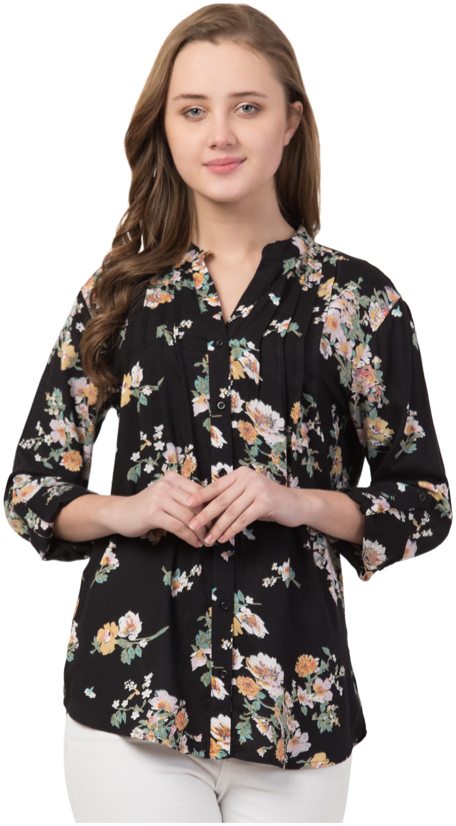 

Cwtch Women Black Floral Regular Fit Shirt