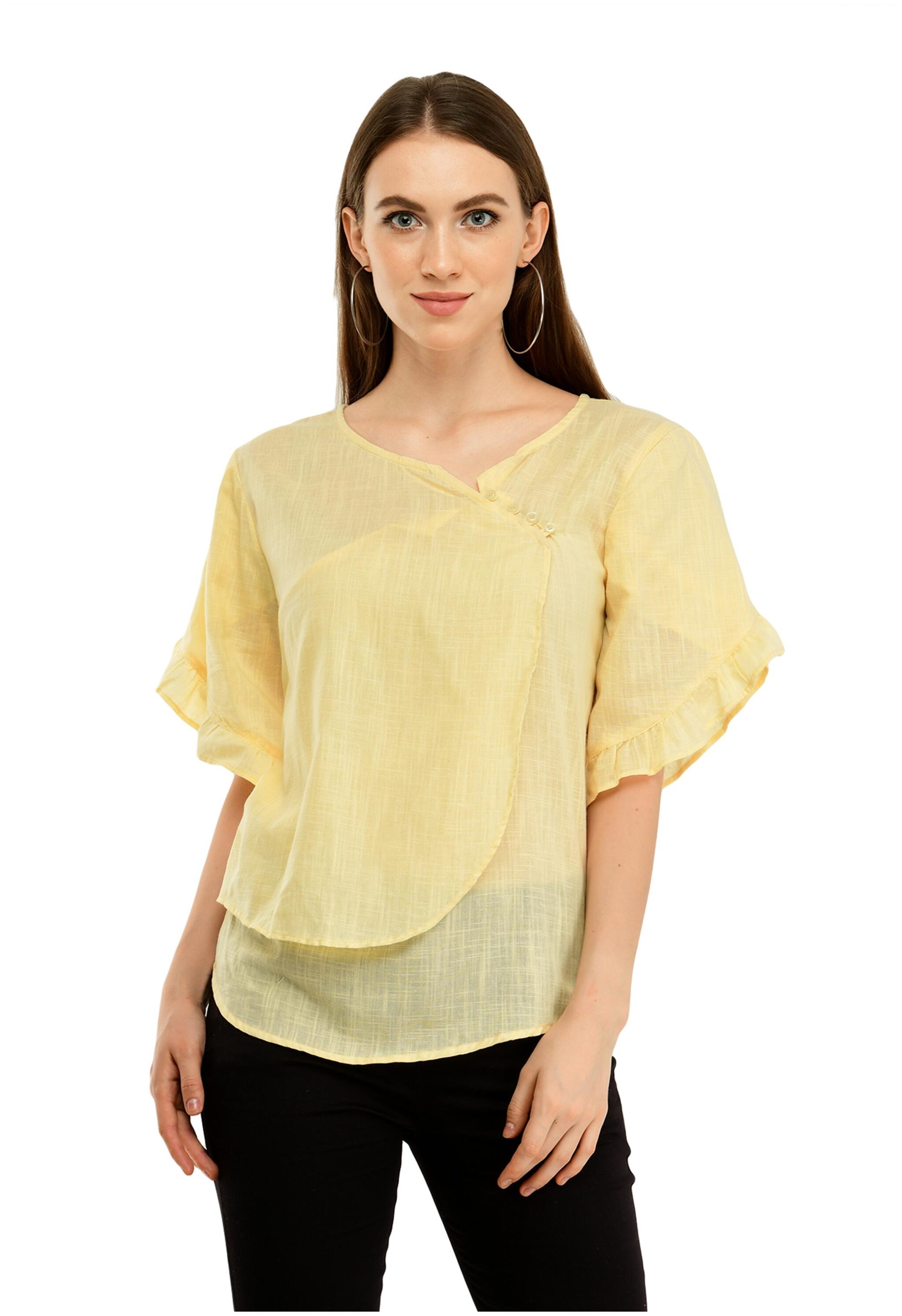 

Cwtch Women Cotton Solid Yellow Wrap