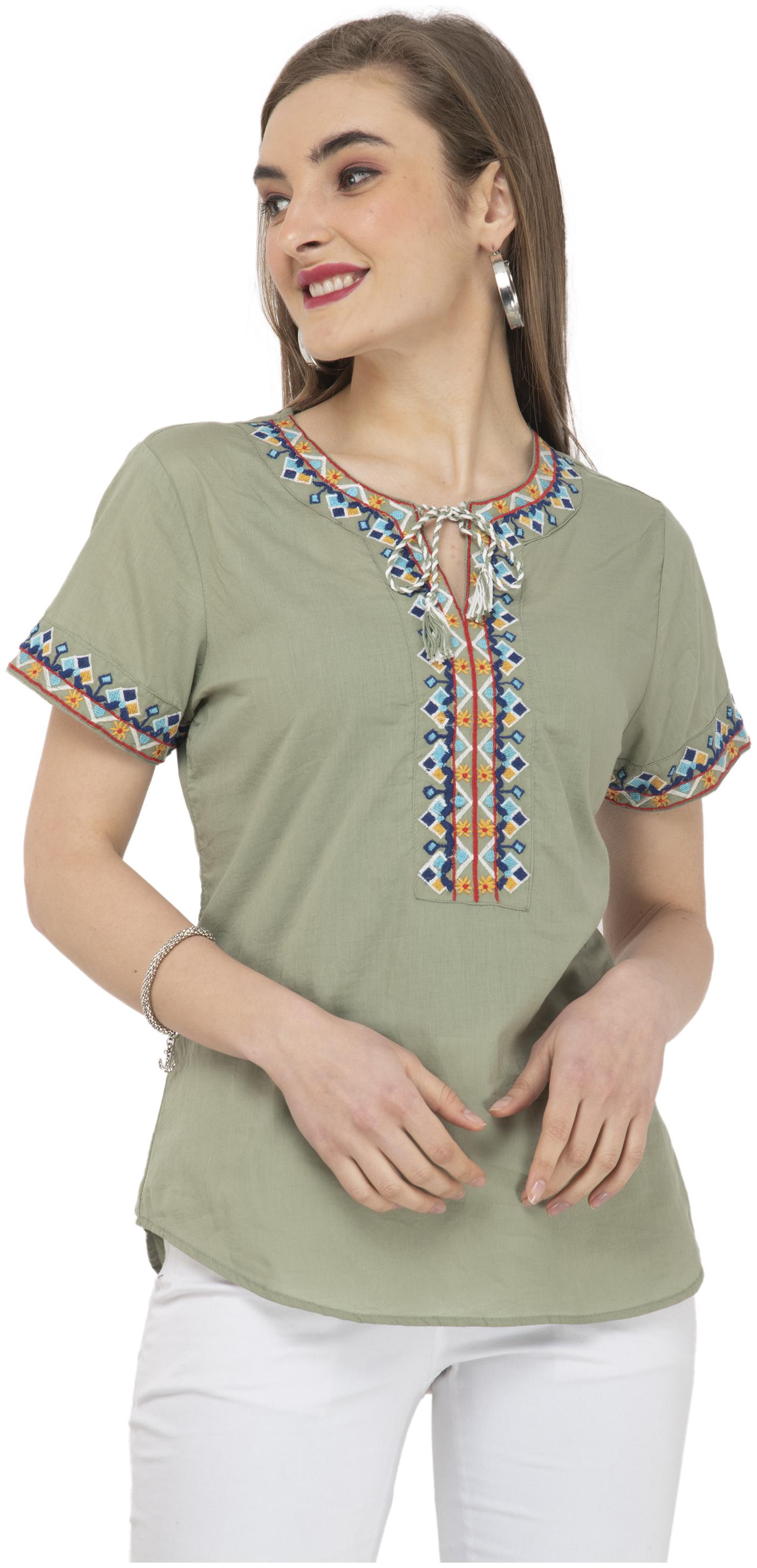 

Cwtch Women Embroidered Regular top - Green