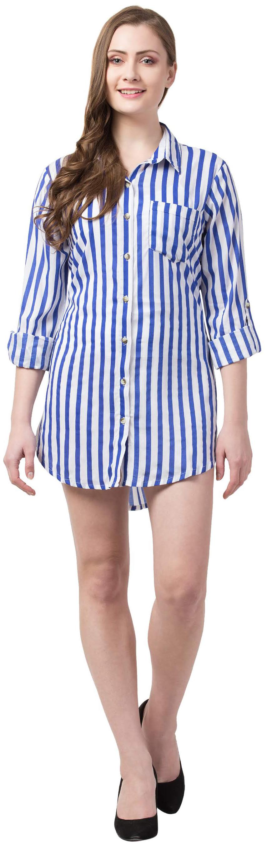 

Cwtch Blue Striped Shirt dress