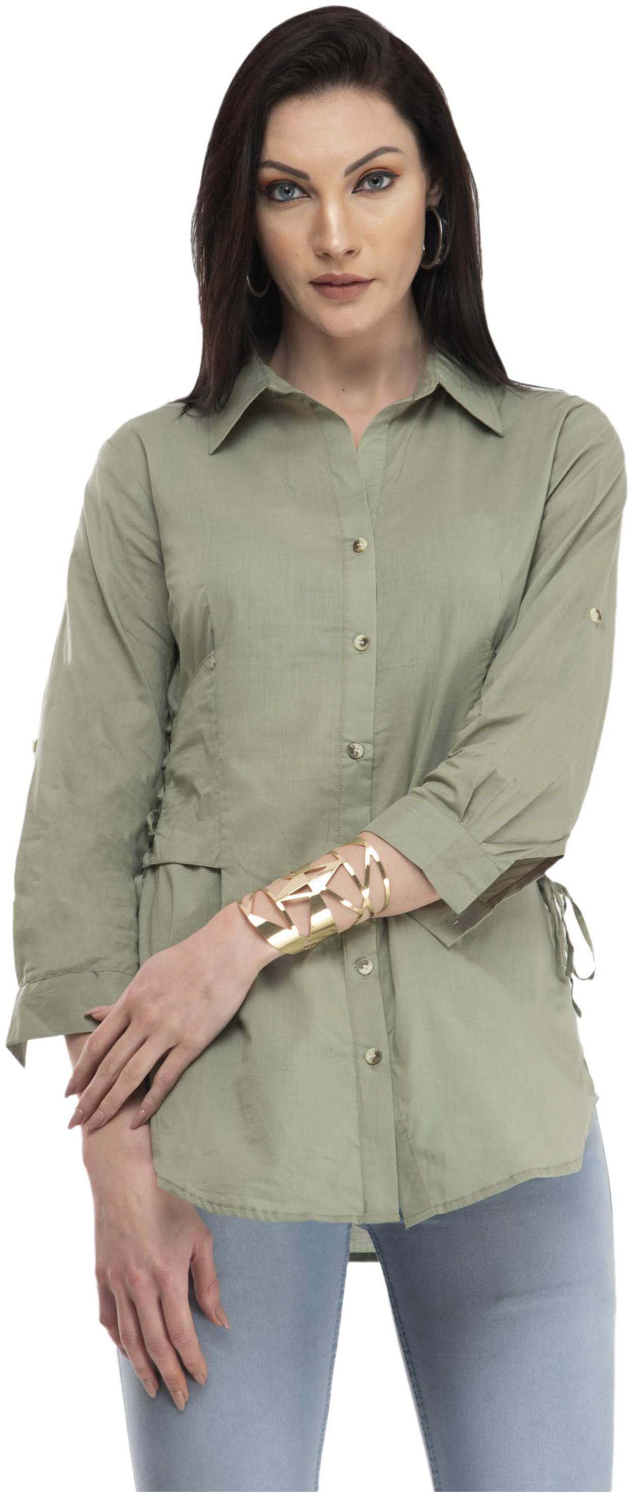 

Cwtch Women Green Solid Regular Fit Shirt