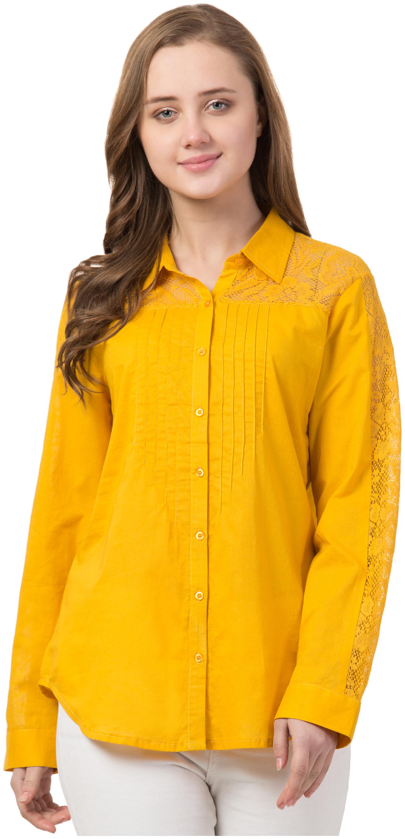 

Cwtch Women Cotton Solid Mustard Shirt