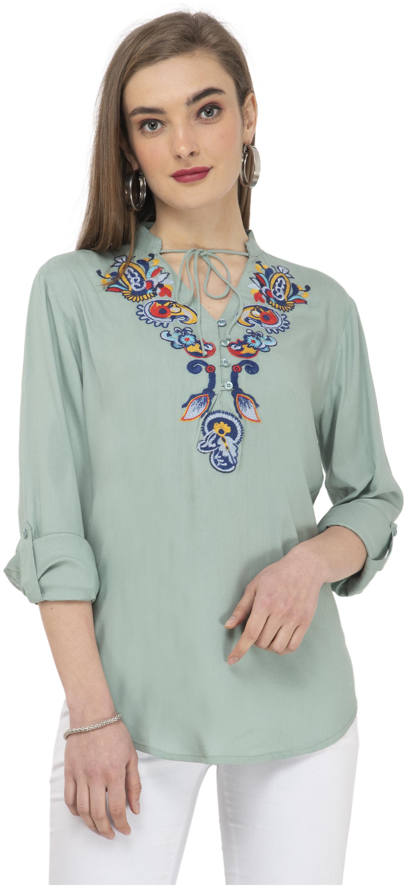 

Cwtch Women Embroidered Regular top - Green