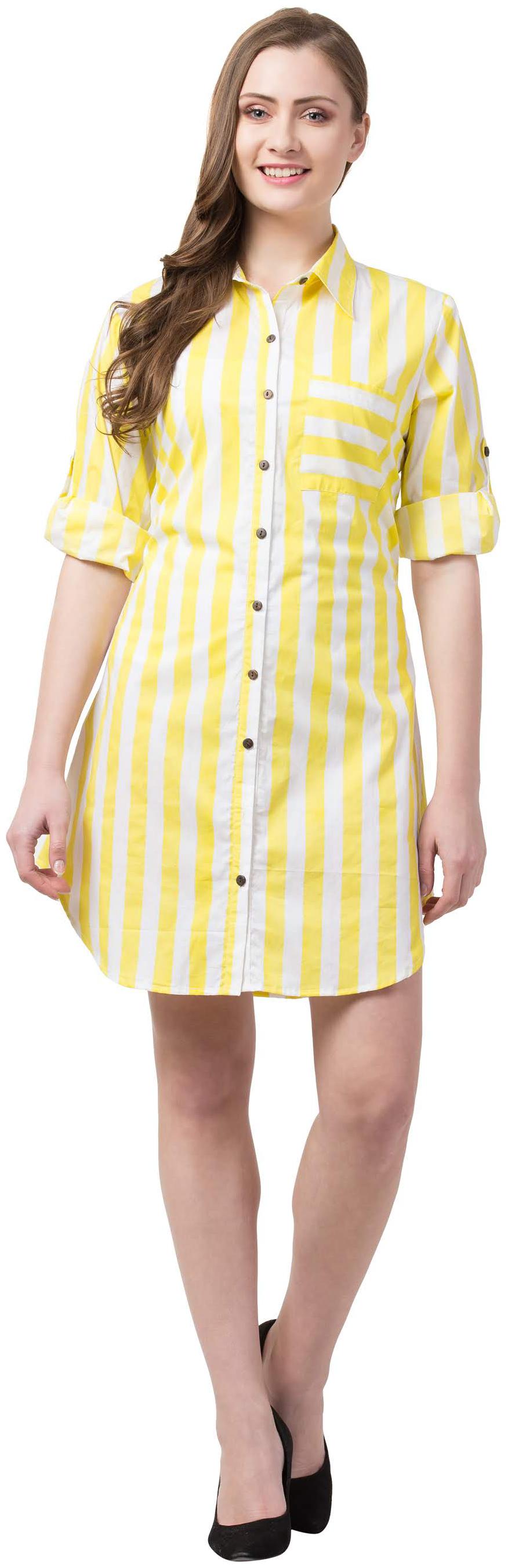

Cwtch Yellow Striped Shirt dress