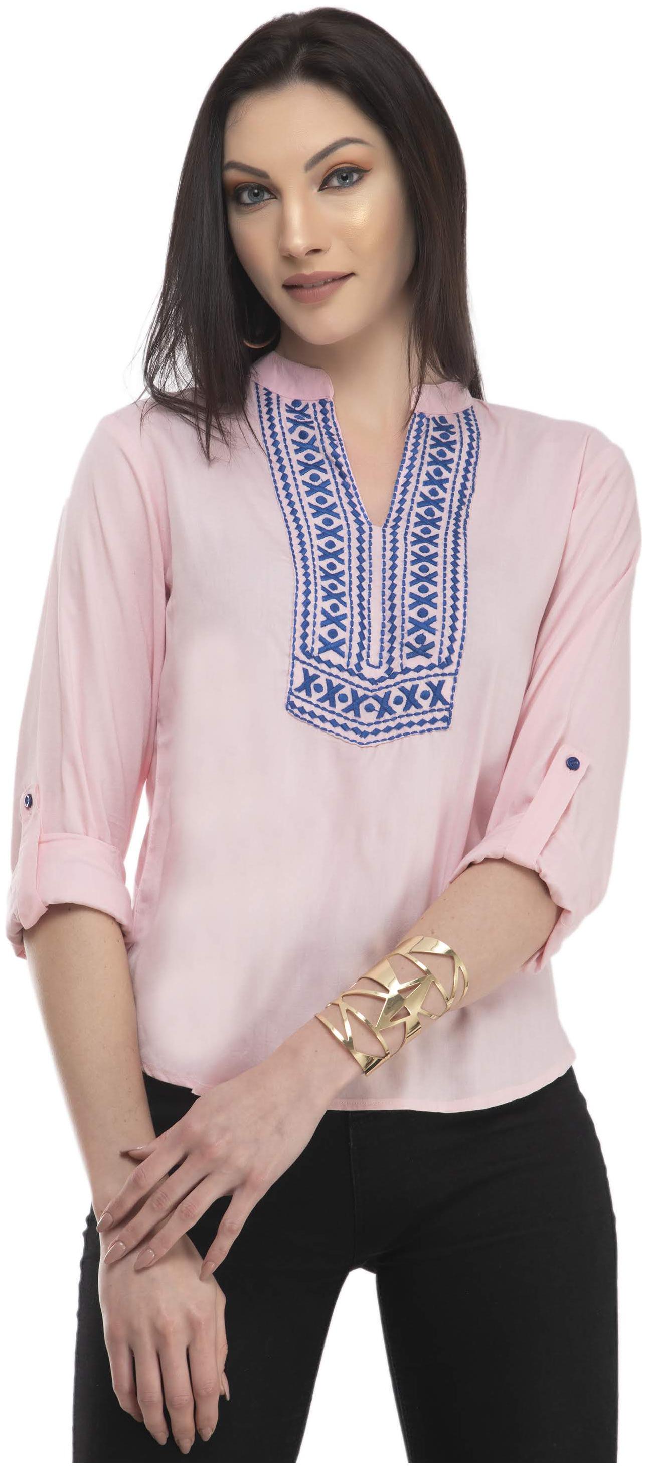 

Cwtch Women Embroidered Regular top - Pink
