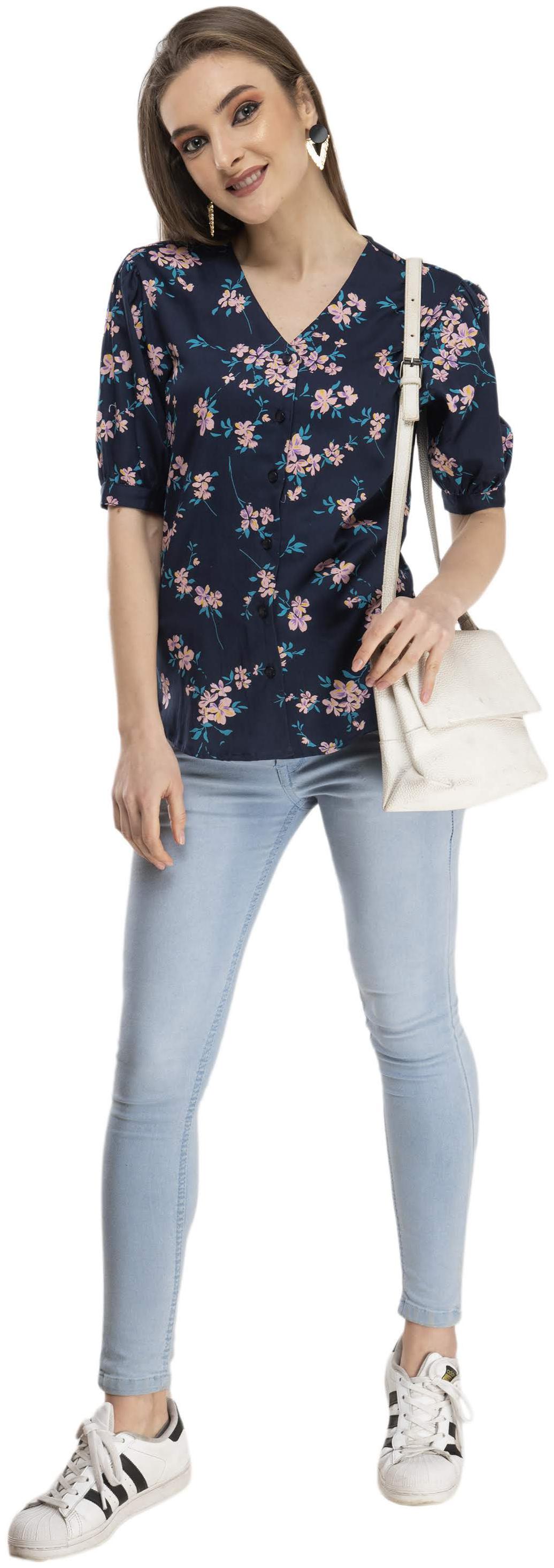 

Cwtch Women Viscose Rayon Floral Navy Blue Style