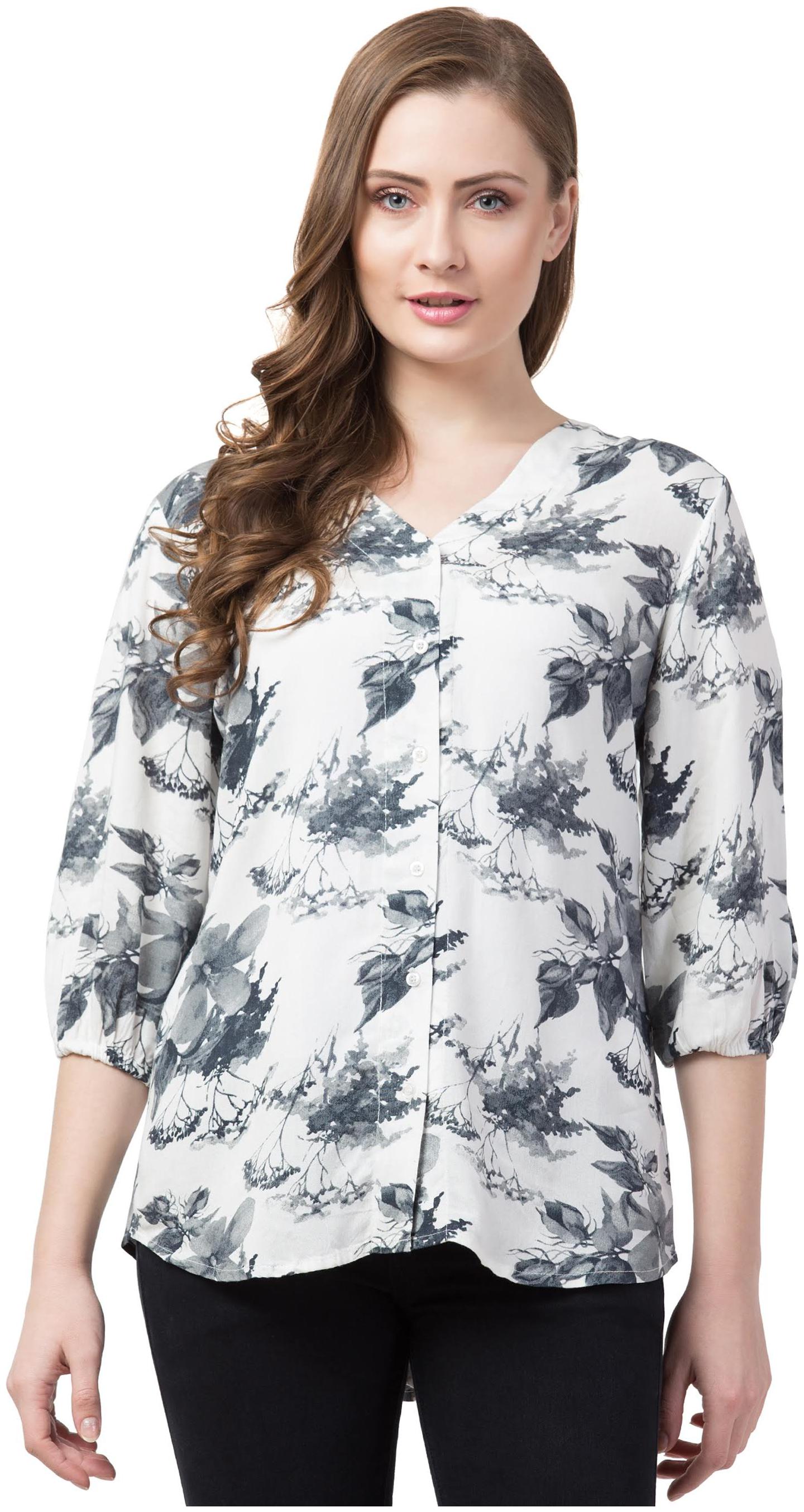 

Cwtch Women White Floral Regular Fit Shirt