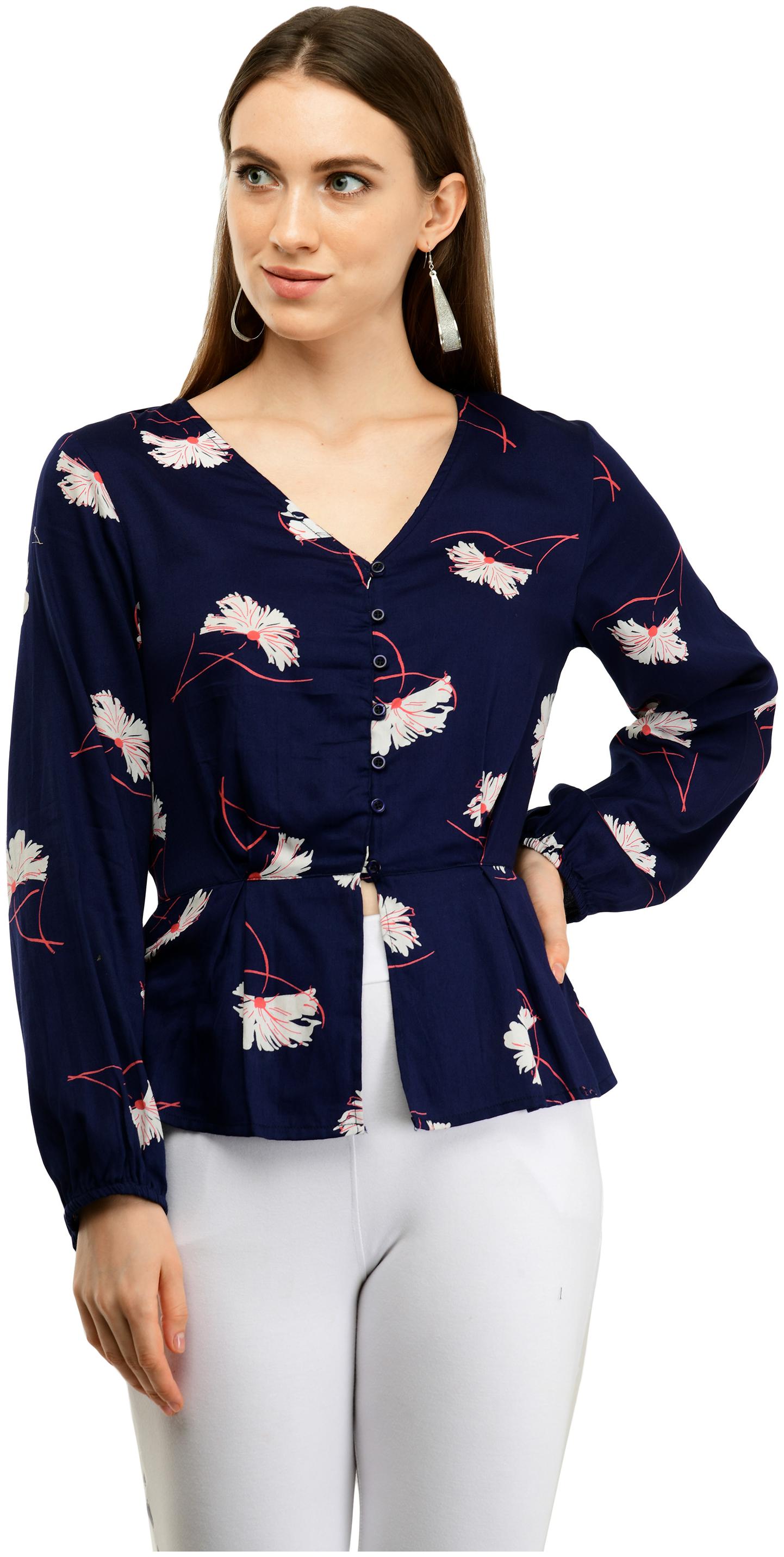 

Cwtch Women Cotton Floral Navy Blue Empire