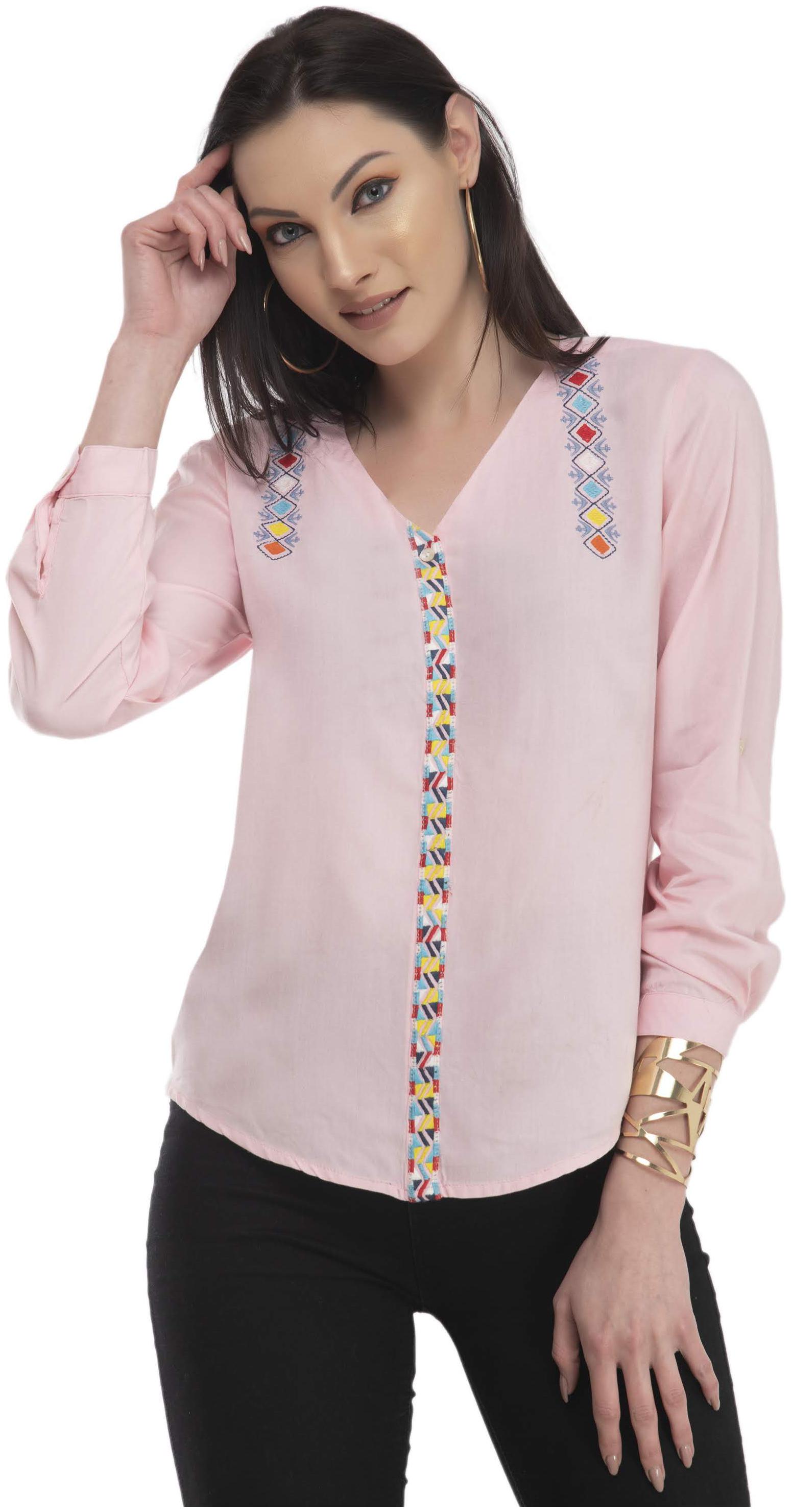 

Cwtch Women Embroidered Regular top - Pink
