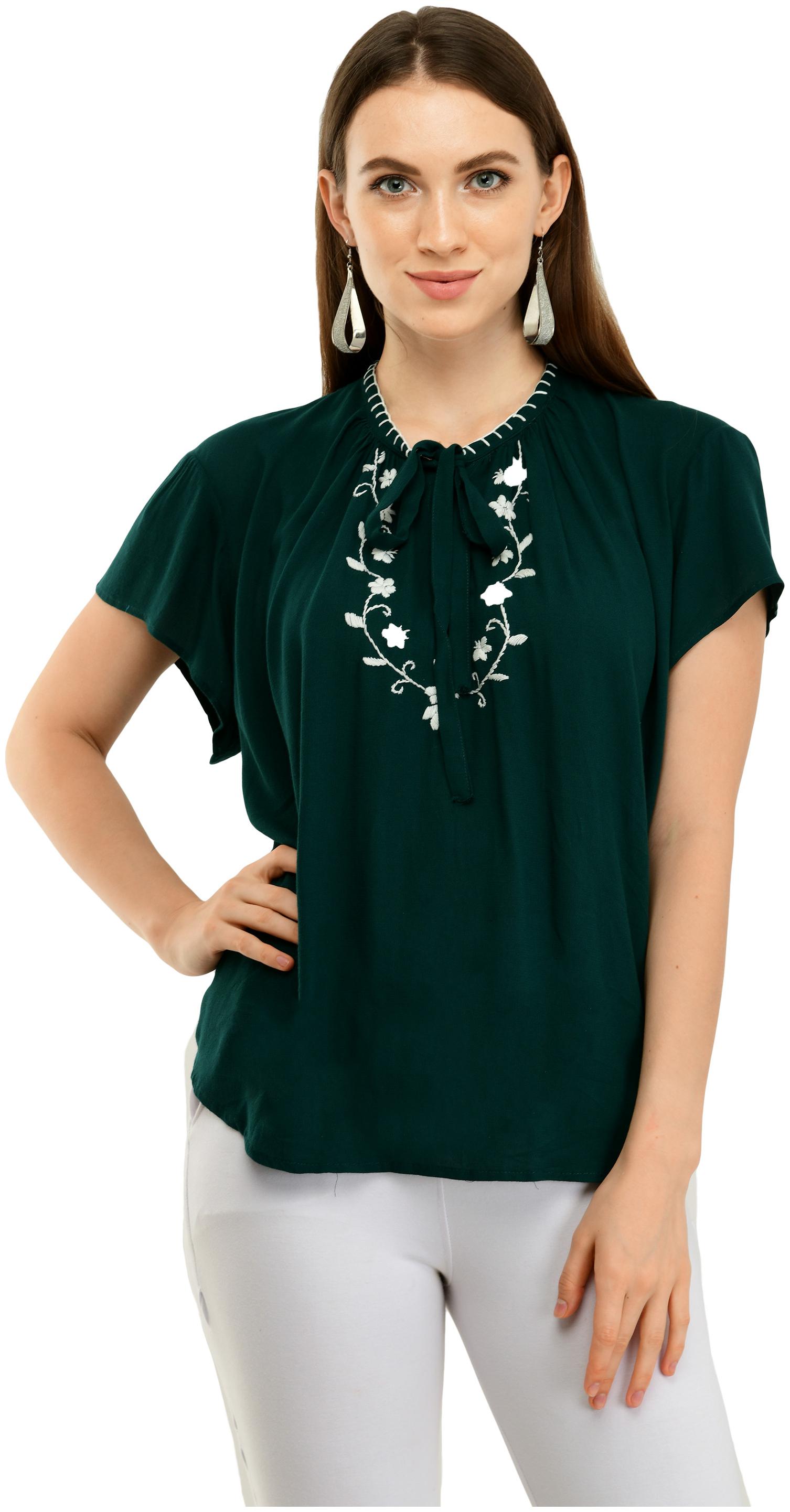 

Cwtch Women Embroidered Regular top - Green