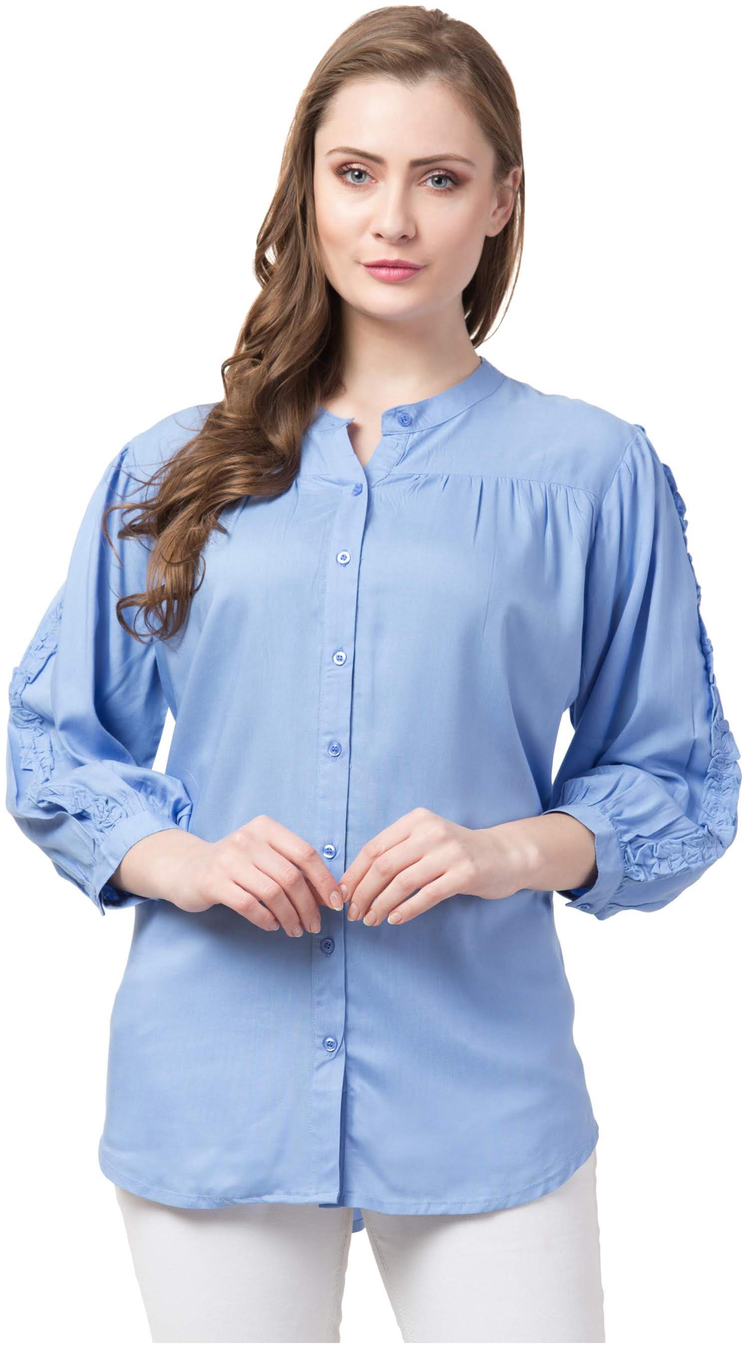 

Cwtch Women Blue Solid Regular Fit Shirt