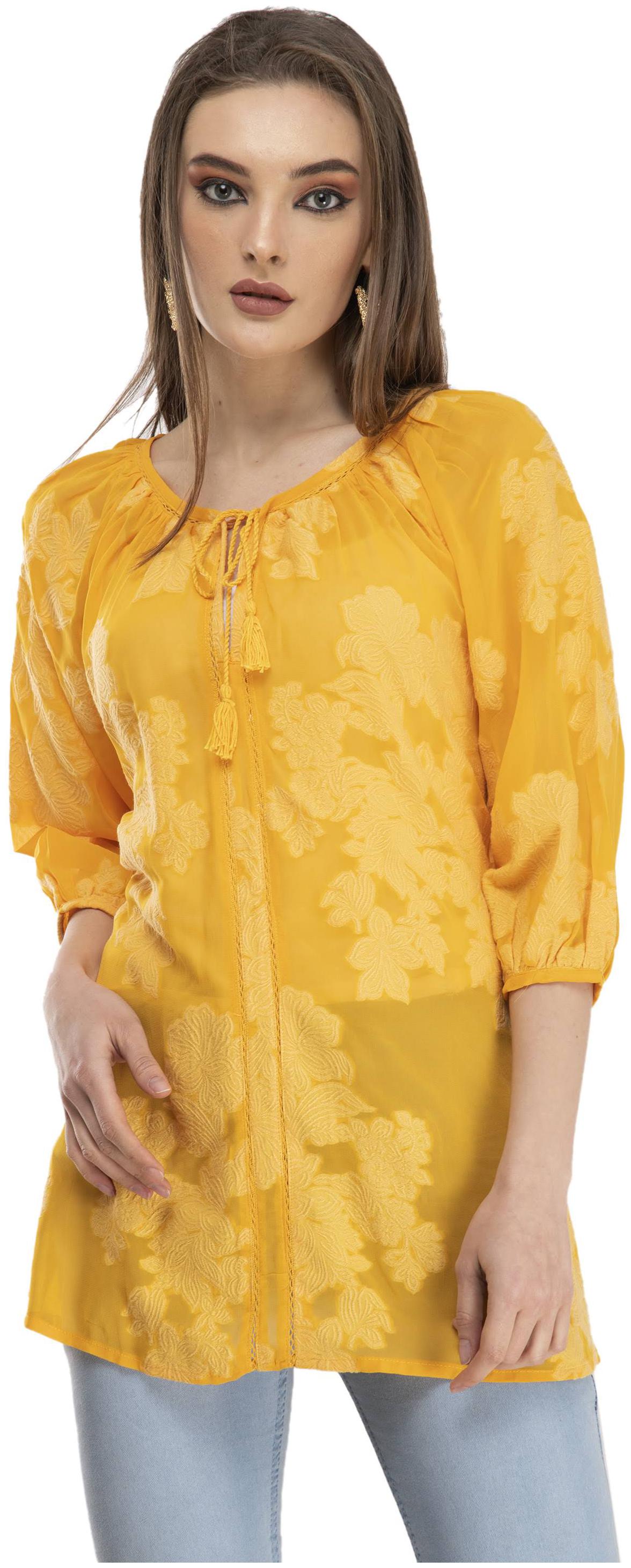 

Cwtch Women Embroidered Regular top - Yellow