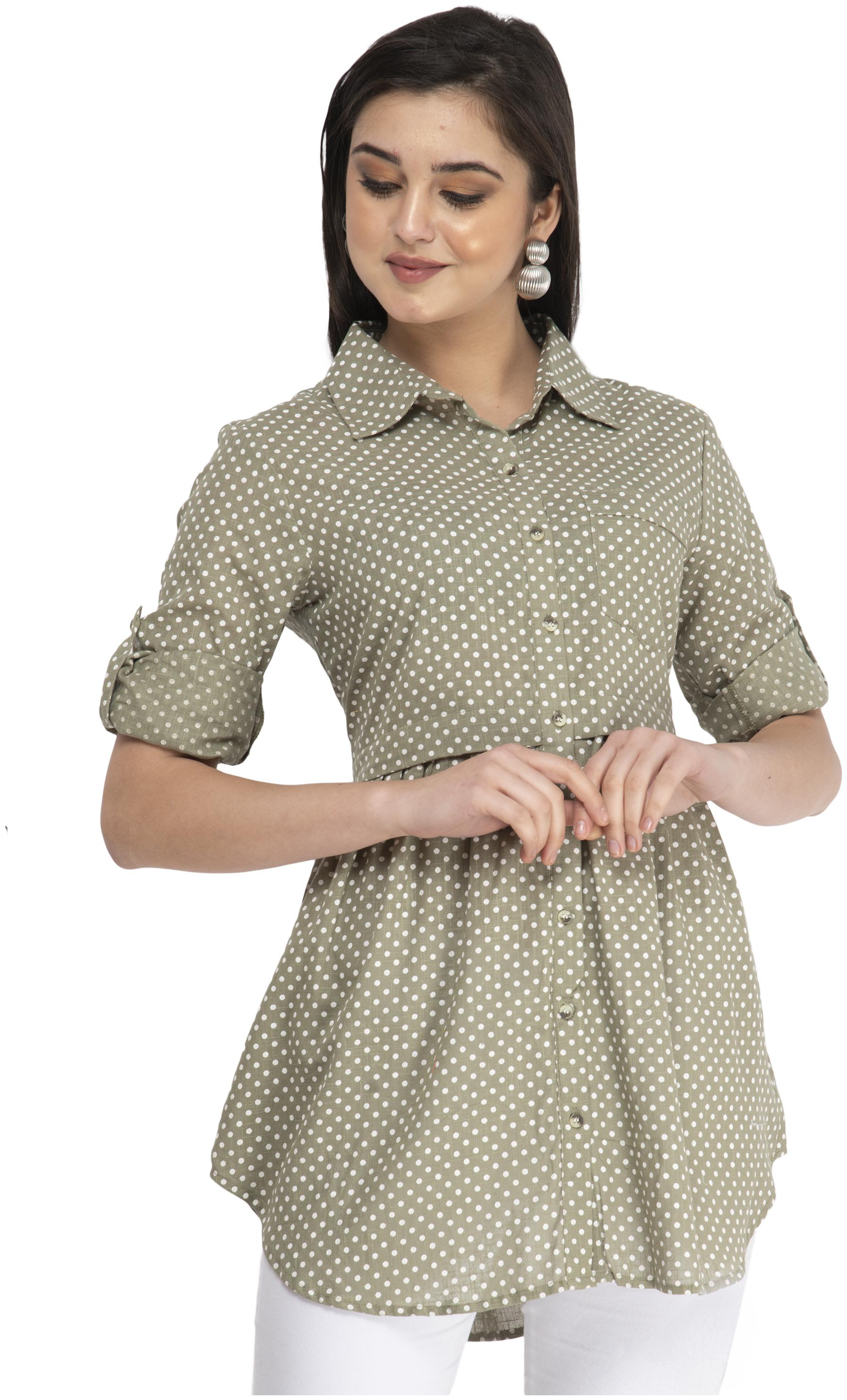 

Cwtch Green Polka dots Shirt dress