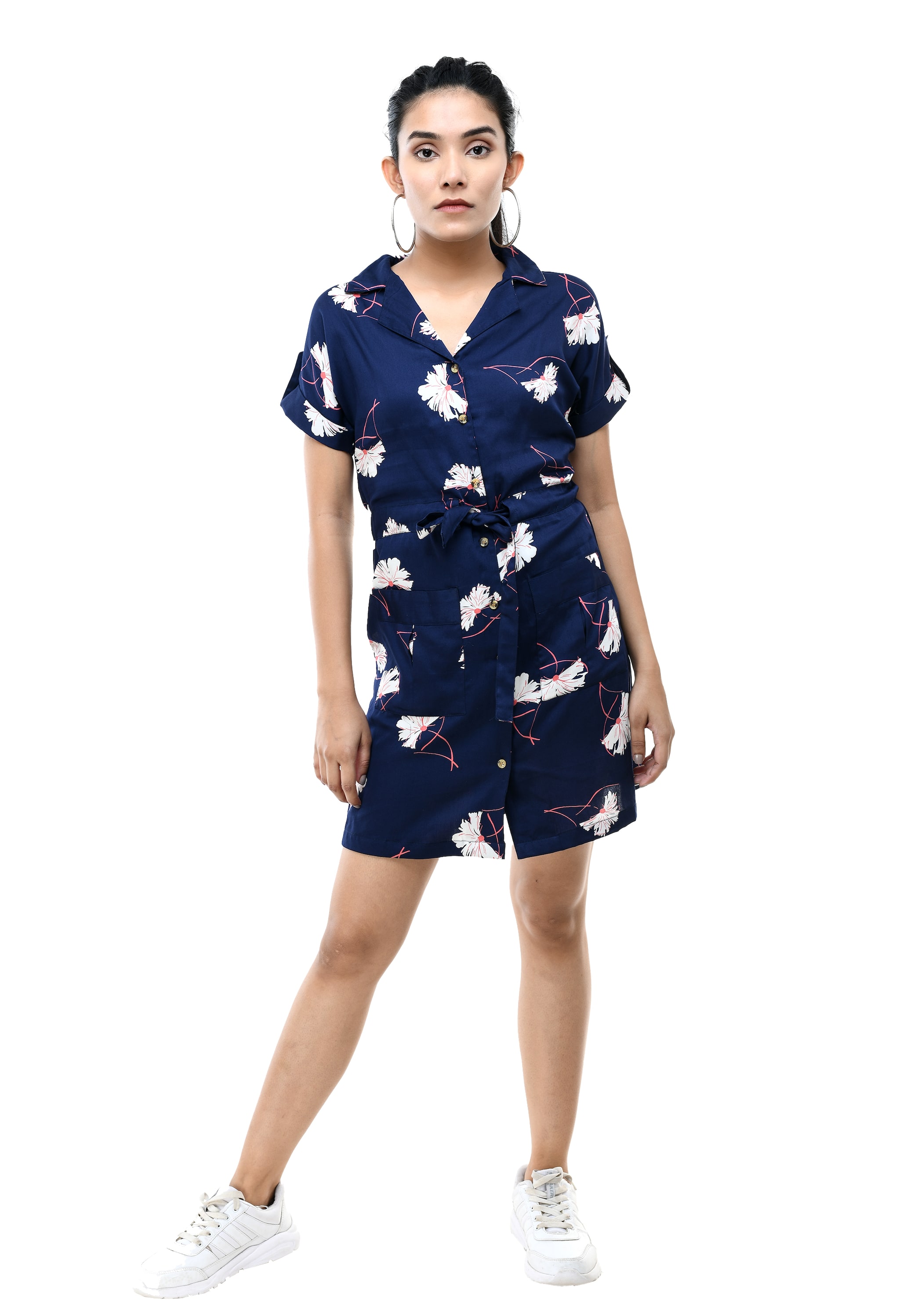 

Cwtch Women Cotton Floral Navy Blue Dress