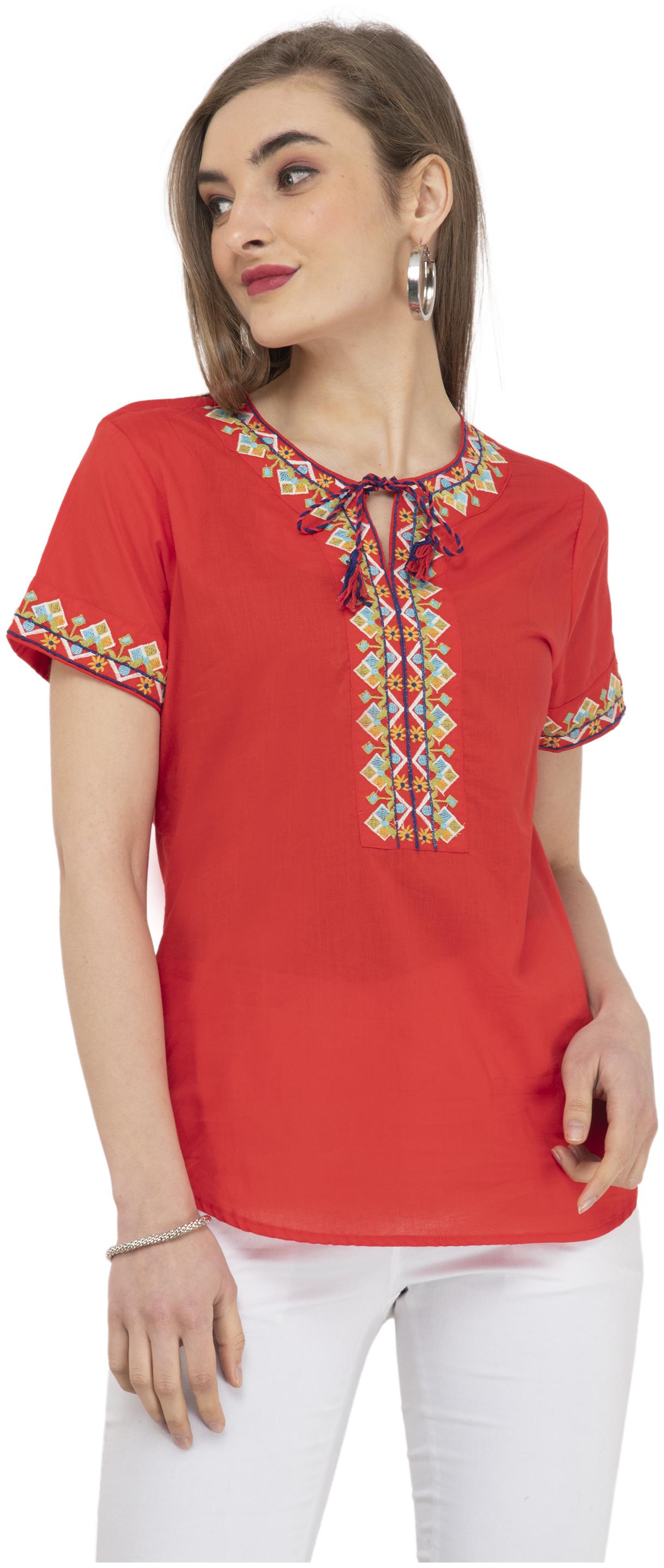 

Cwtch Women Embroidered Regular top - Red