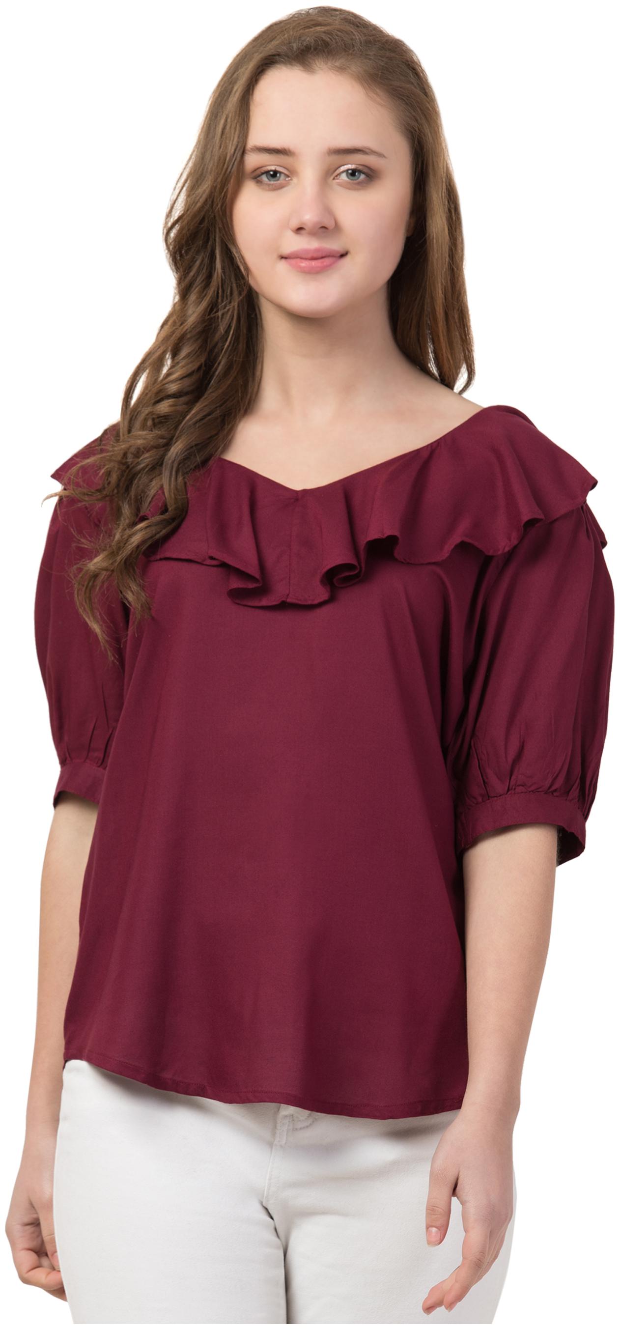 

Cwtch Women Viscose Rayon Solid Wine Regular Top