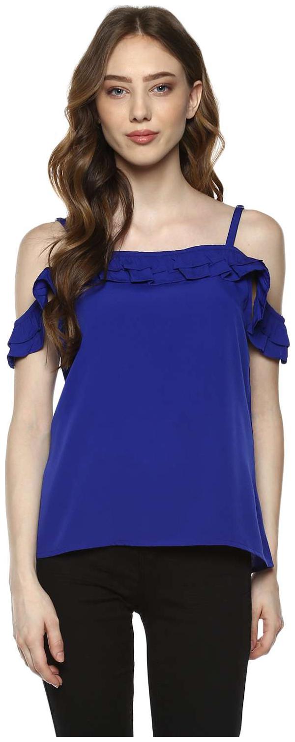 

D amor Women Solid A-line top - Blue