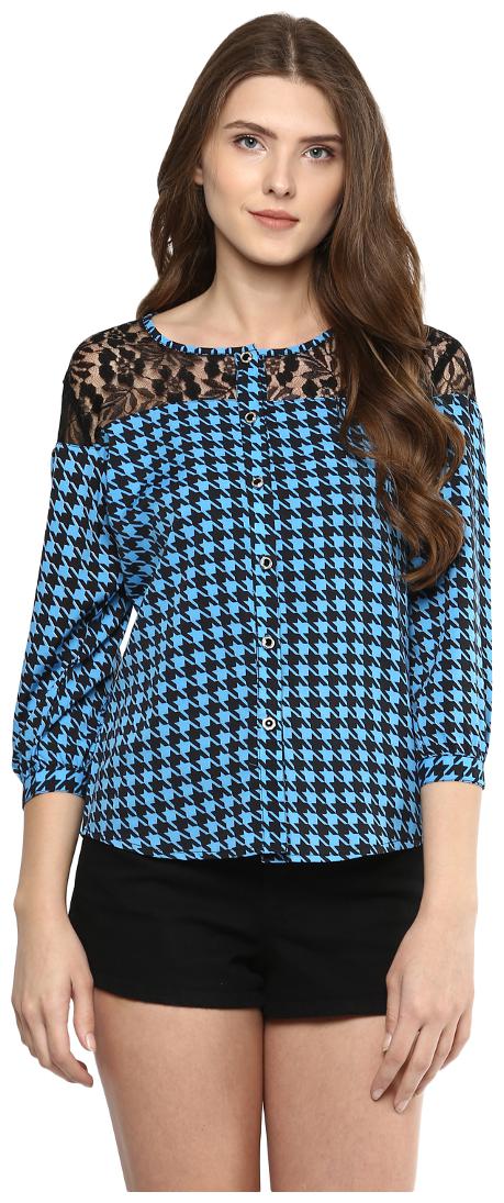 

D amor Women Solid A-line top - Blue