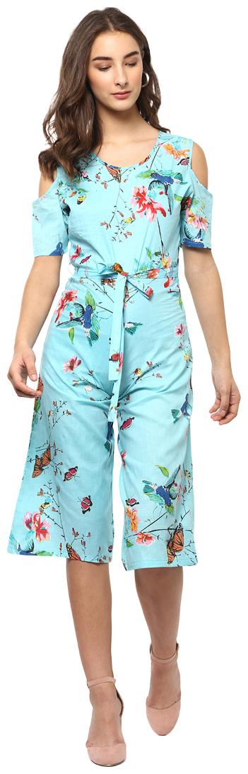 

D amor Printed Jumpsuit - Turquoise