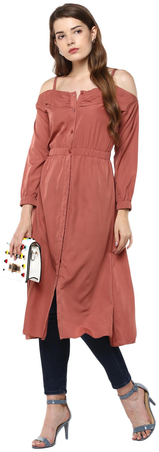 

D amor Brown Solid A-line dress