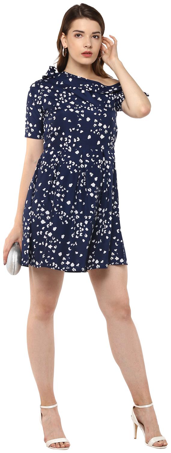 

D amor Blue Printed A-line dress