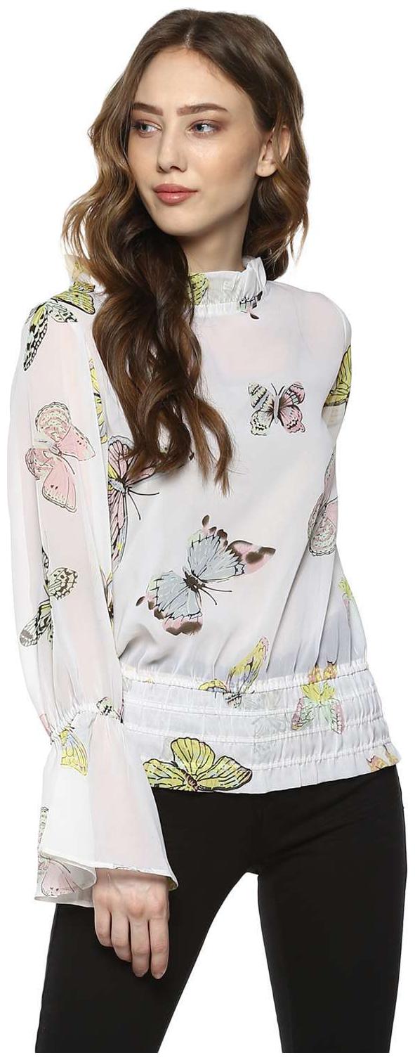 

D amor Off white Full sleeve High Neck Top for women