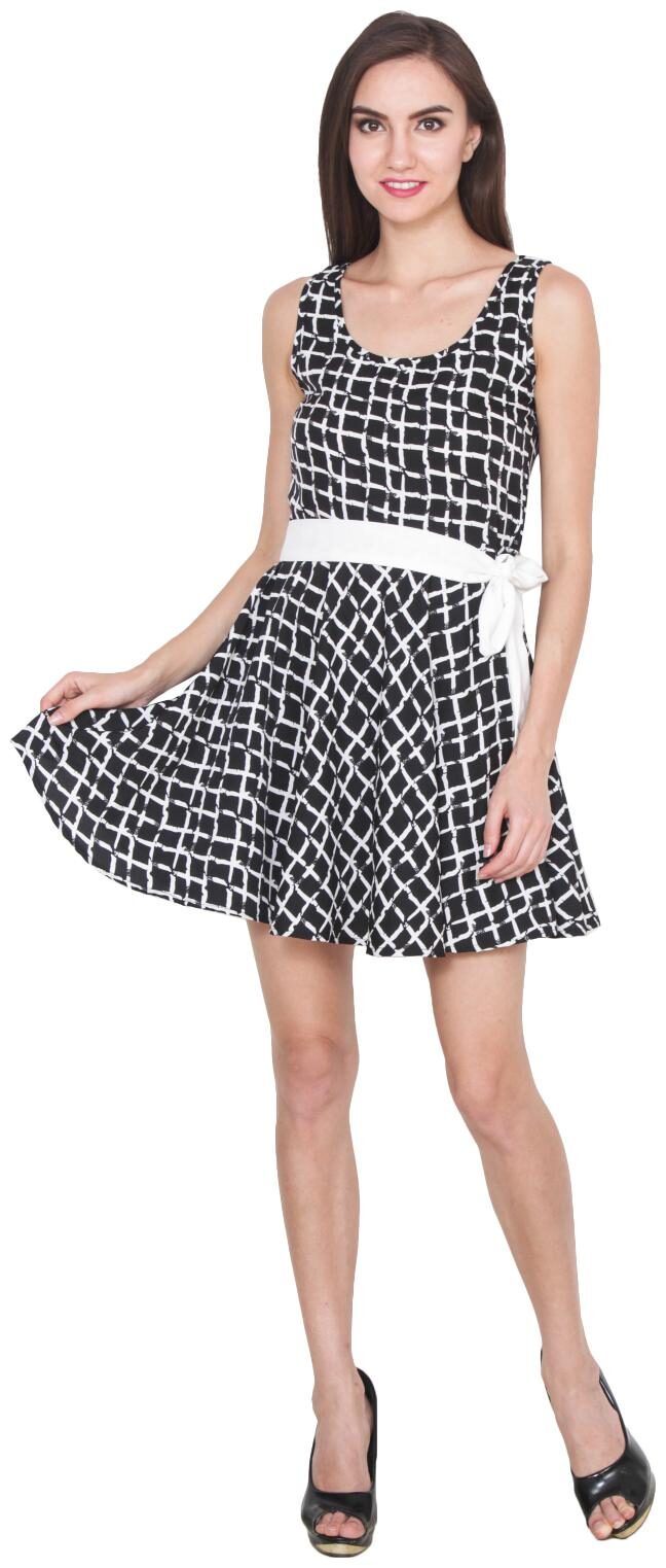 

D amor Printed Black And White Dress For Women s