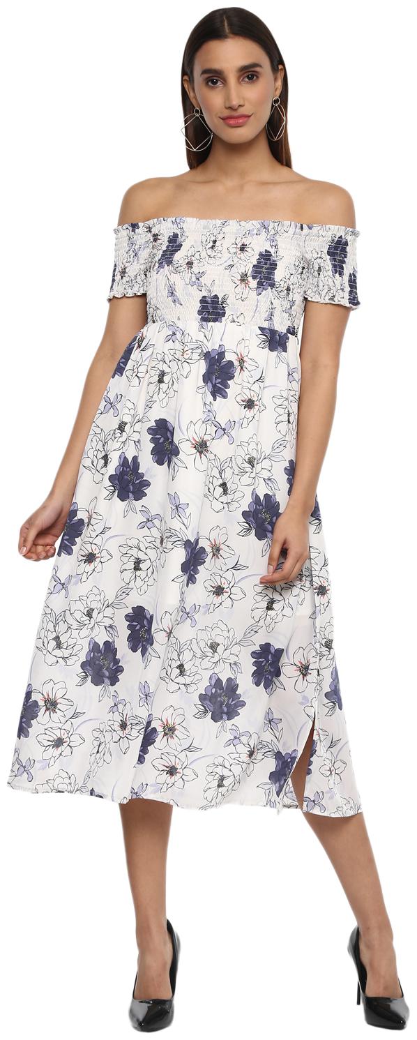 

D amor White Floral A-line dress