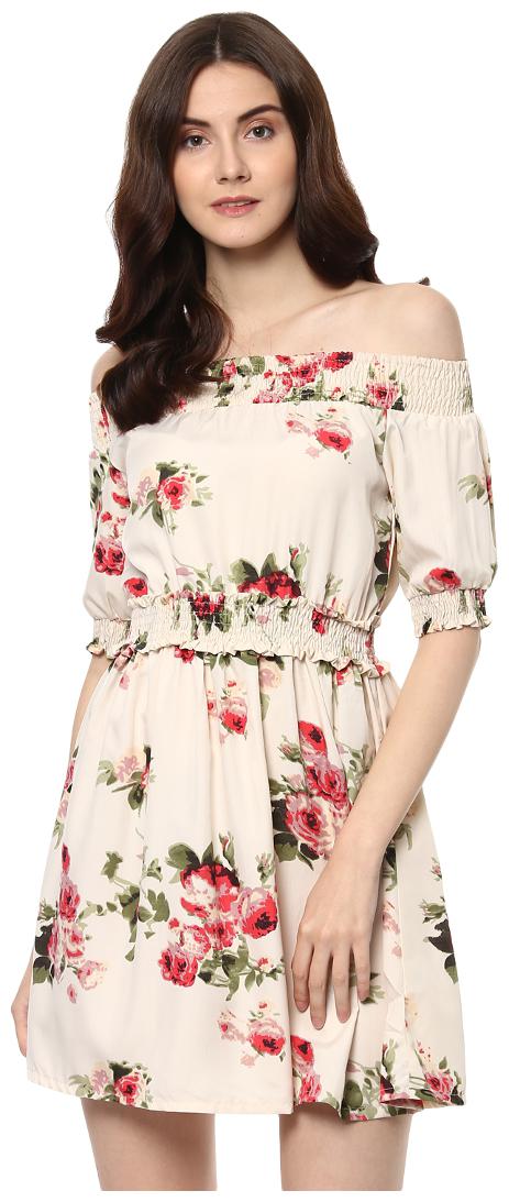 

D amor Beige Solid A-line dress