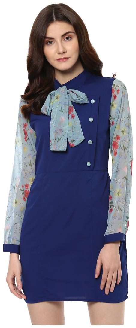 

D amor Blue Solid A-line dress