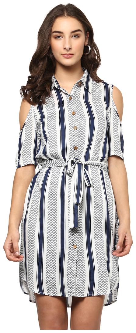 

D amor White Printed A-line dress