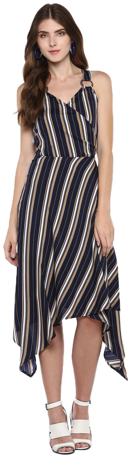 

D amor Multi Striped A-line dress