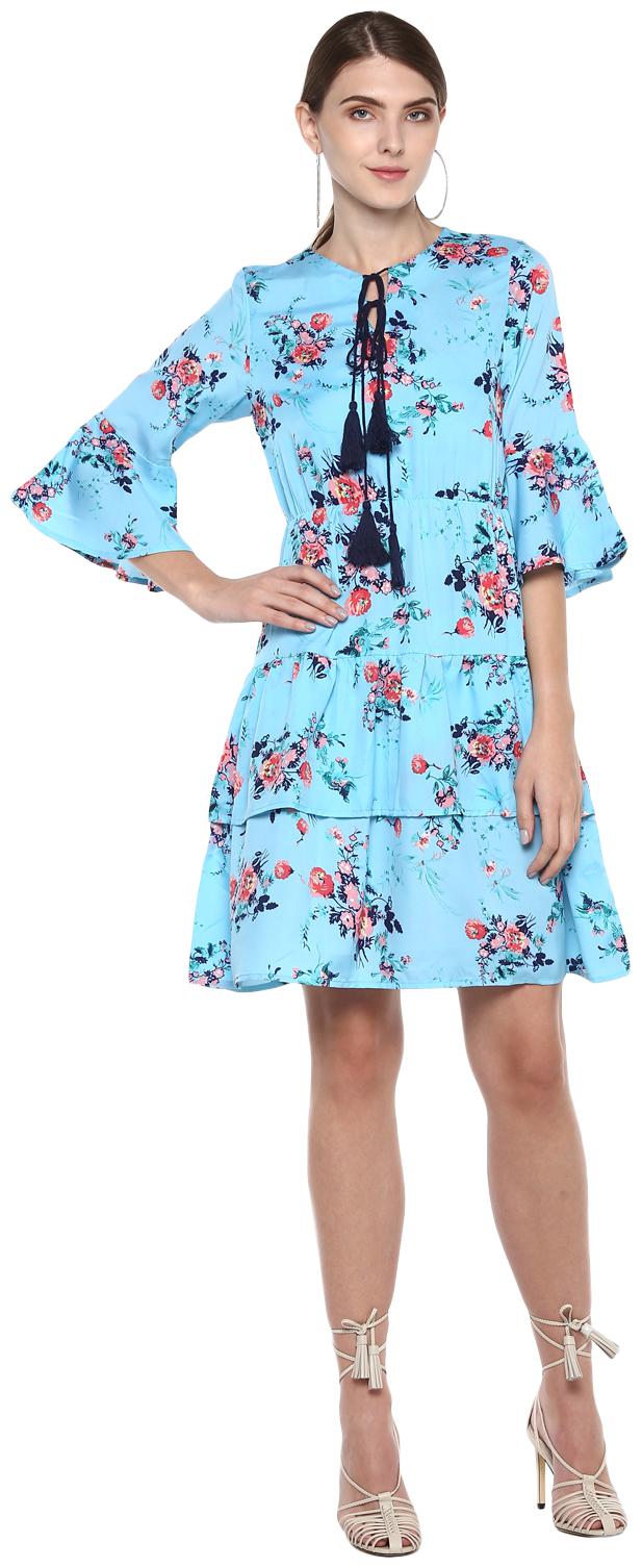 

D amor Blue Floral A-line dress