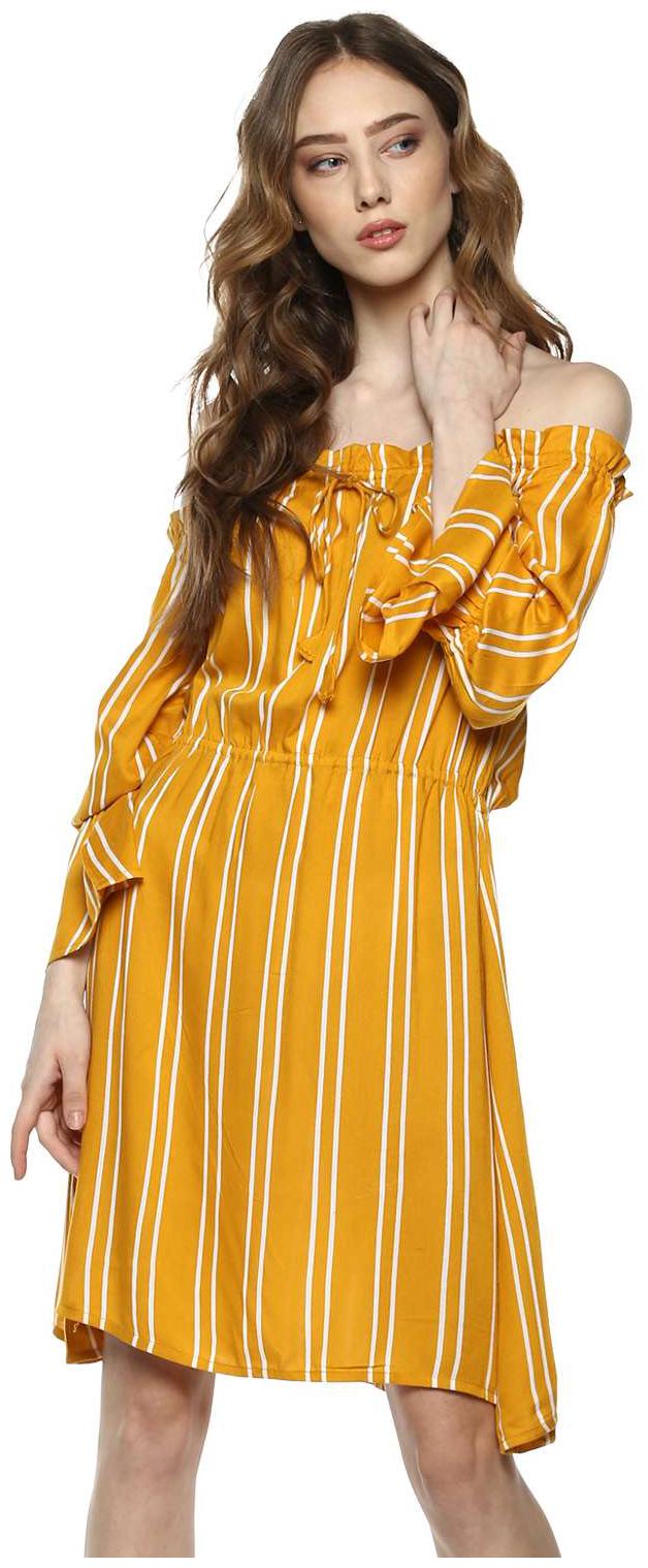 

D amor Yellow Printed Bodycon dress