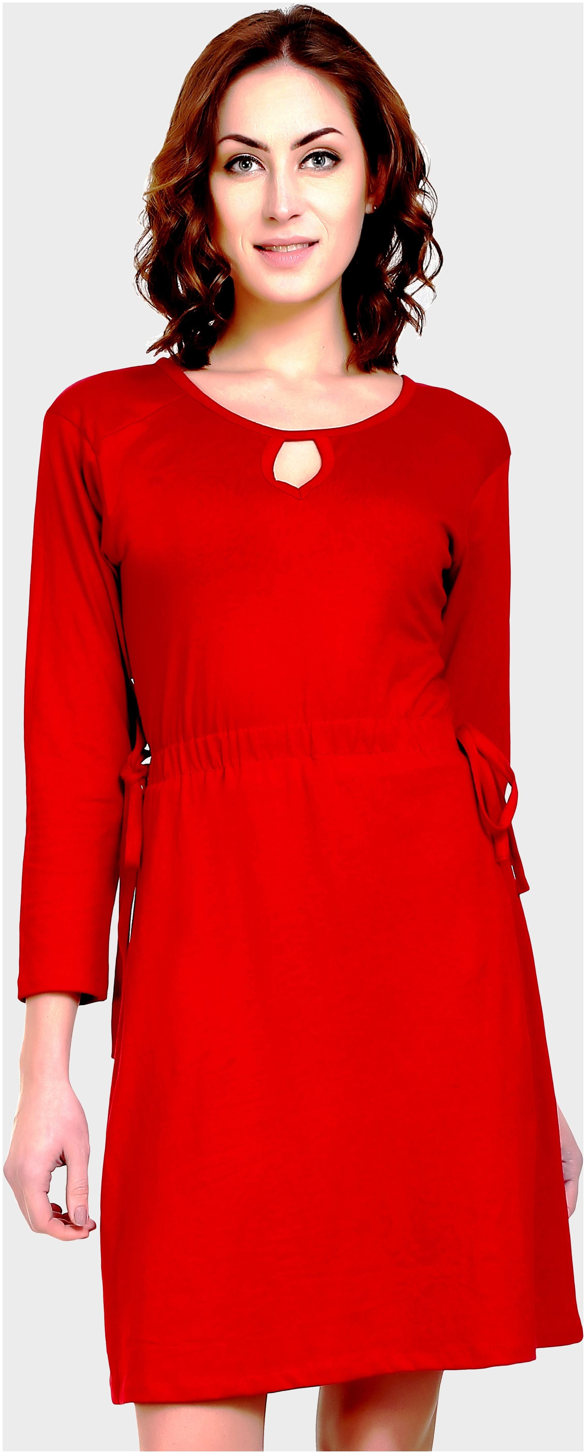 

D-JAY Red Solid Sheath dress