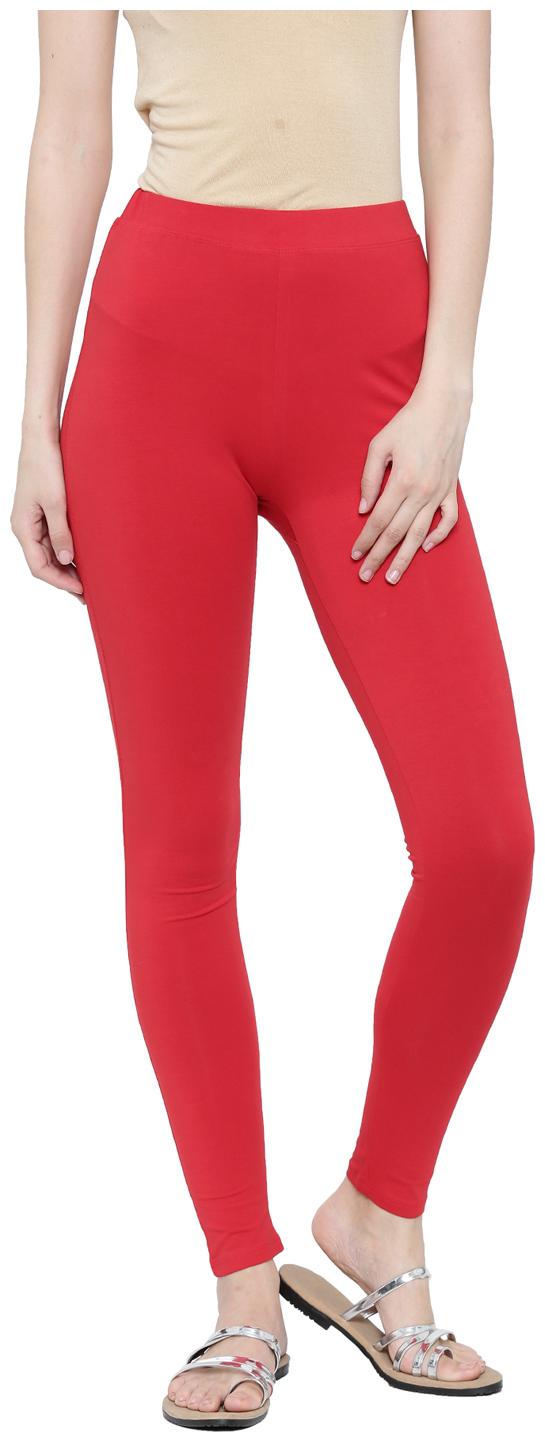 

De Moza Ladies Solid Cotton Lycra Ankle Length Tights Red