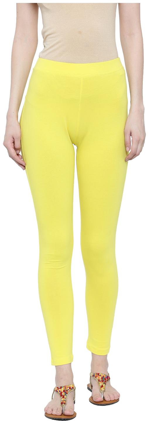 

De Moza Ladies Solid Cotton Lycra Ankle Length Leggings Lemon Yellow