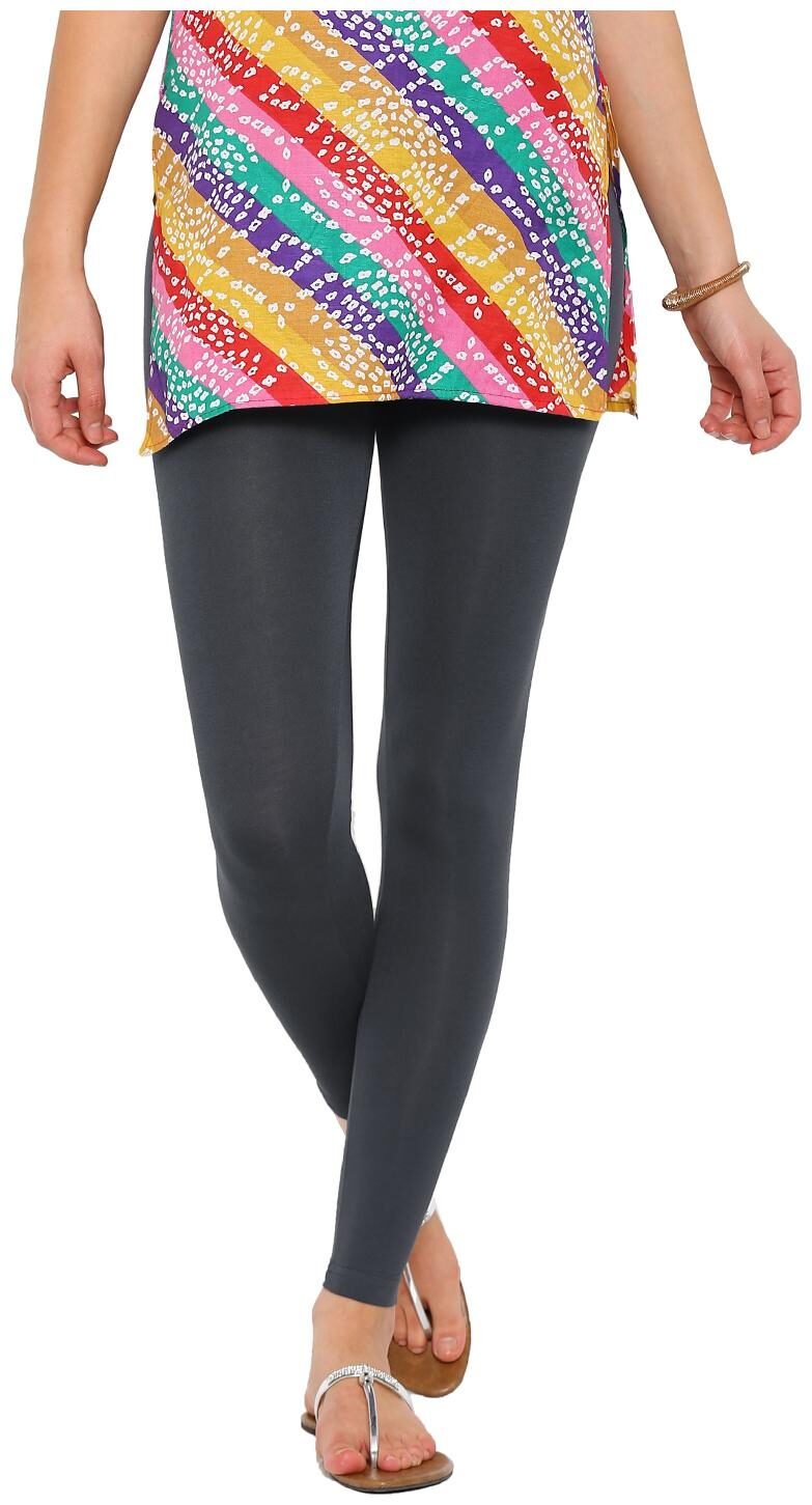 

De Moza Ladies Solid Cotton Lycra Ankle Length Leggings Dark Grey
