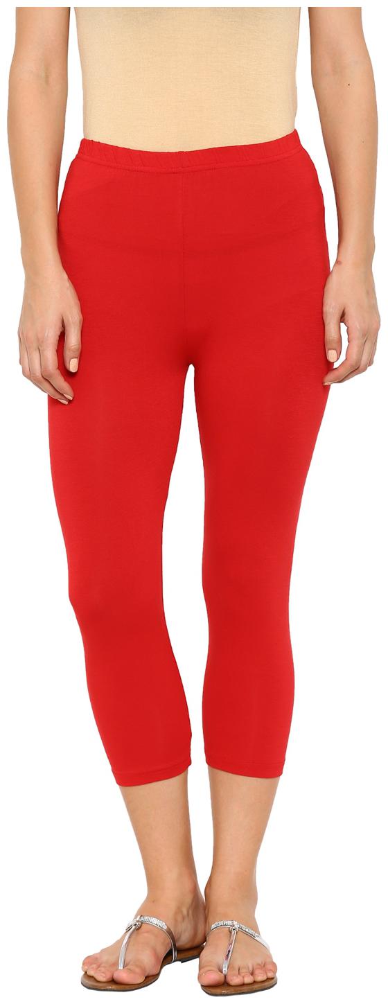 

De Moza Ladies Solid Viscose Lycra 3 4th Tights Tights Red